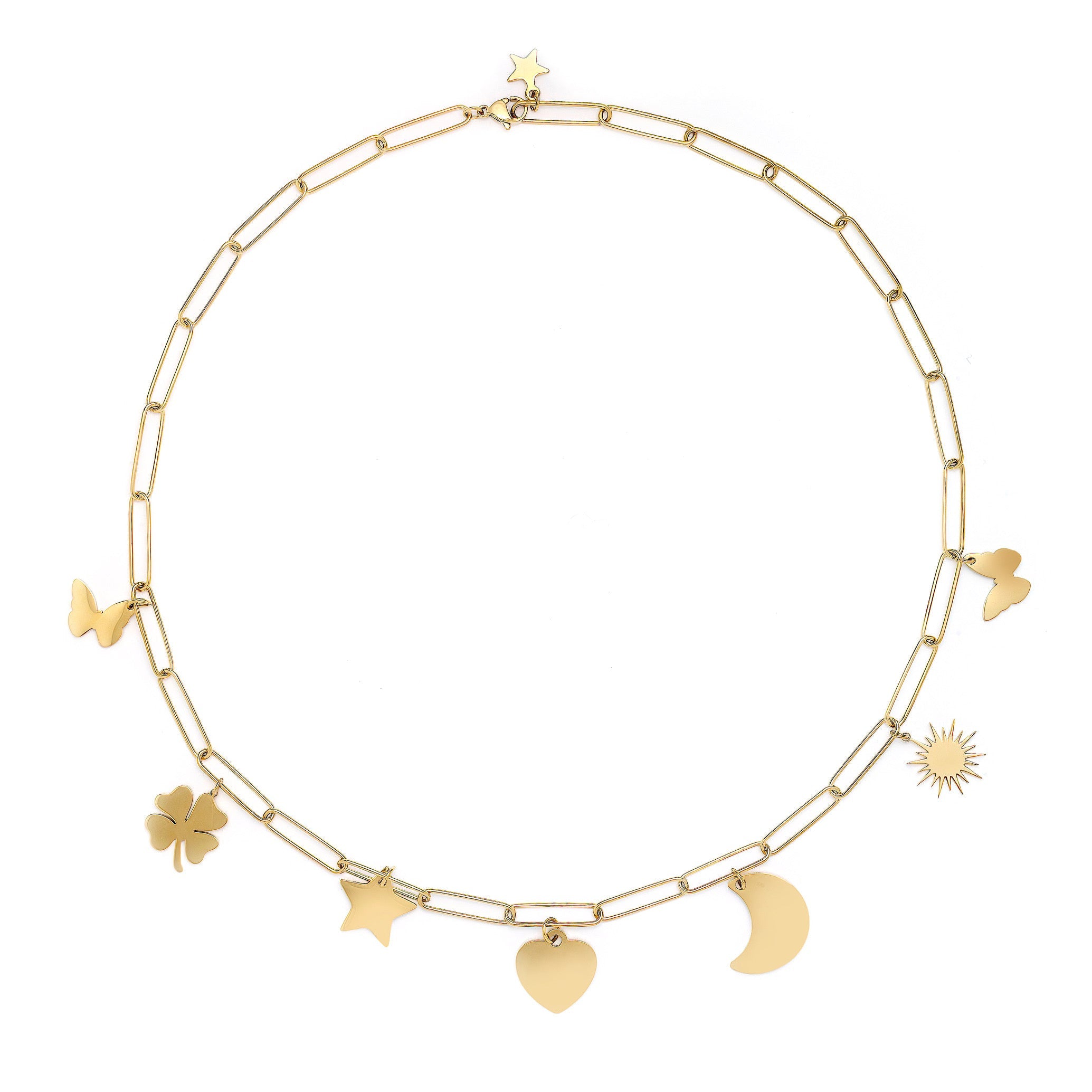 Gold Link Charm Necklace