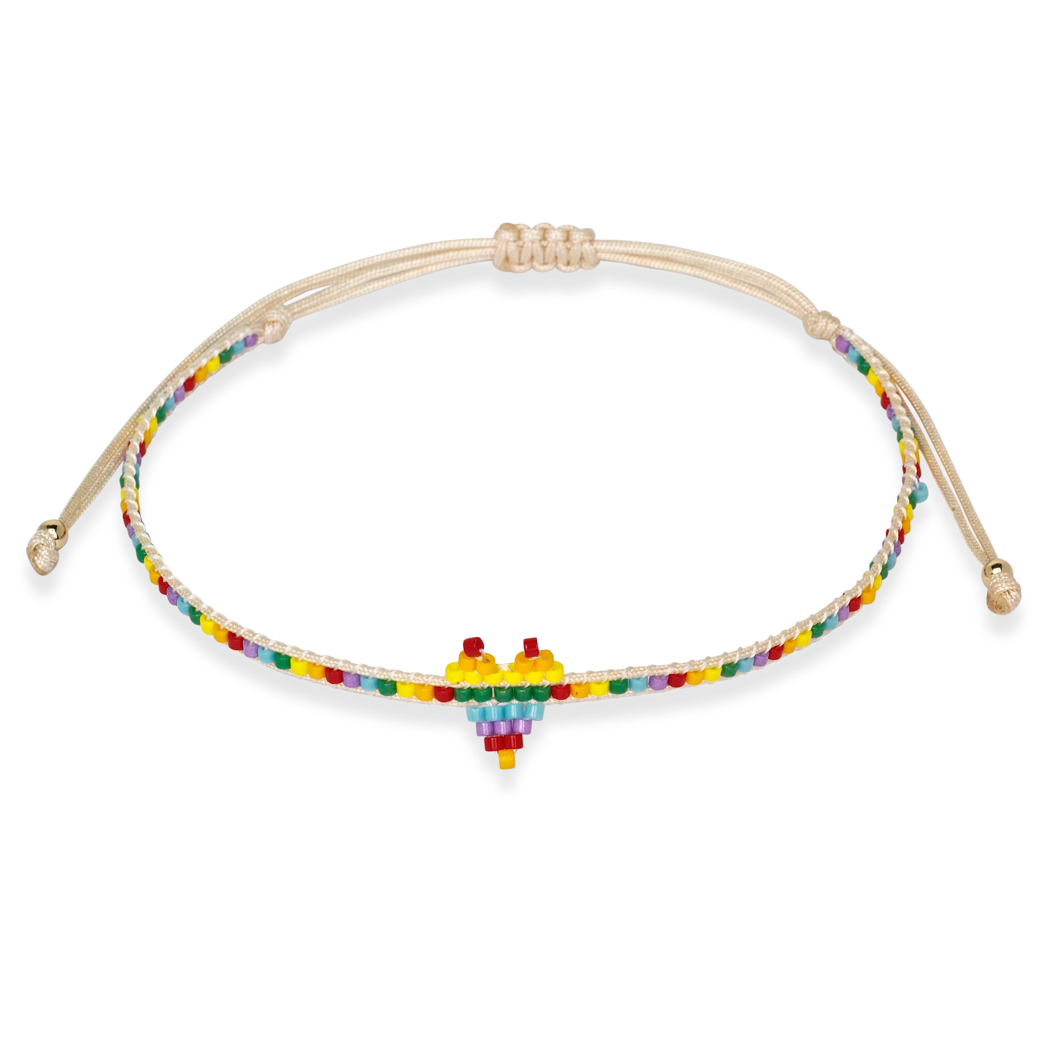 Rainbow Miyuki Heart Bracelet