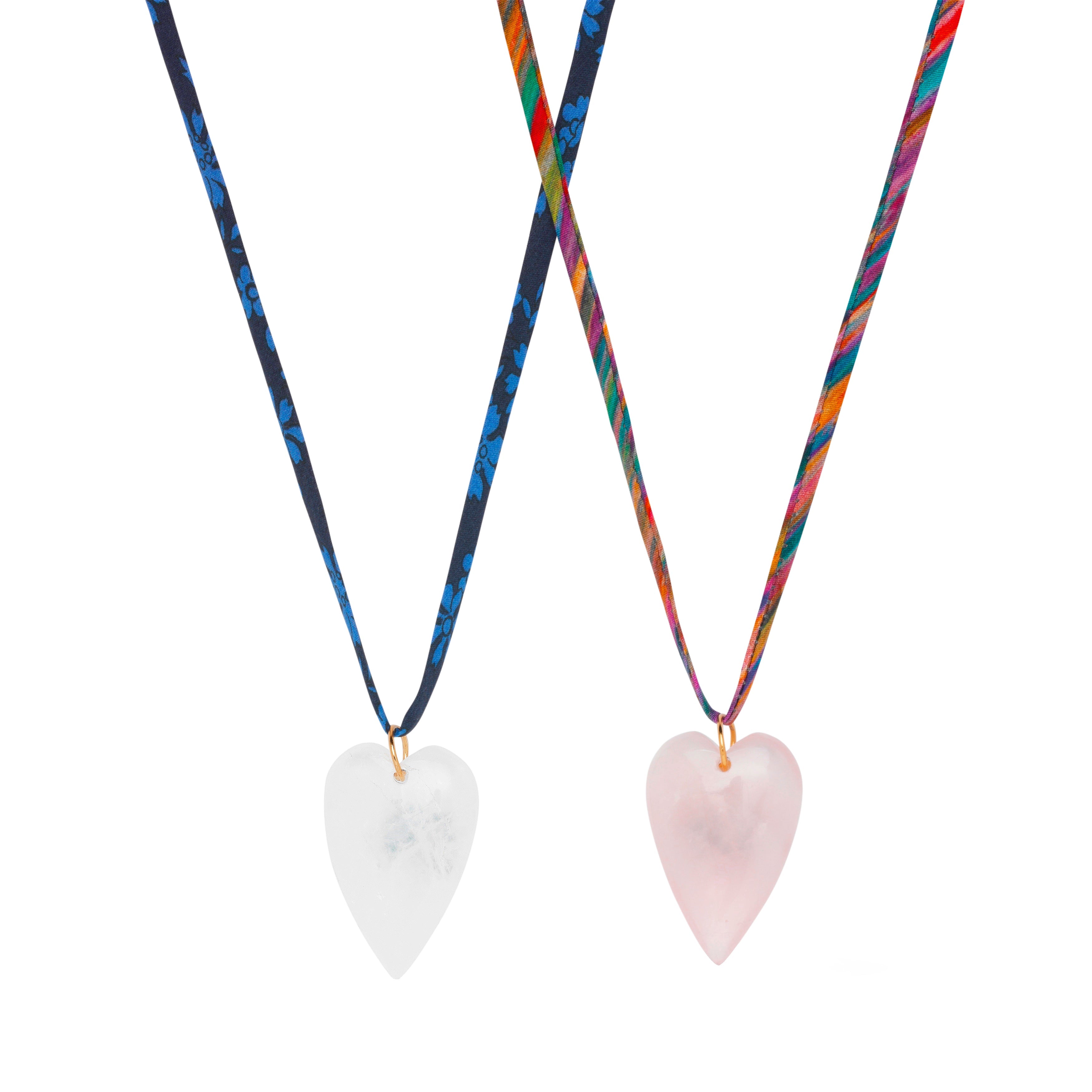 Gemstone Heart Liberty Print Necklace