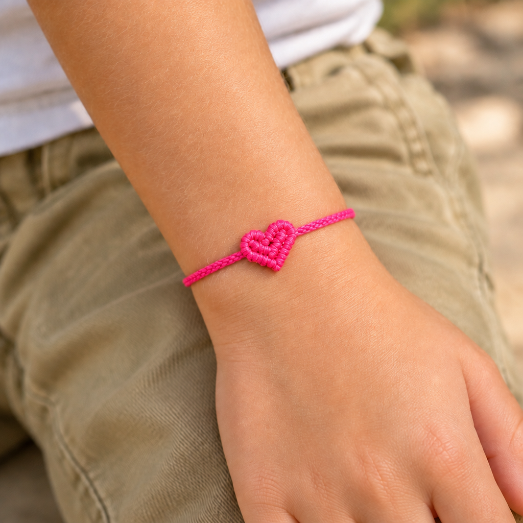 Kids Mini Neon Pink Heart Bracelet