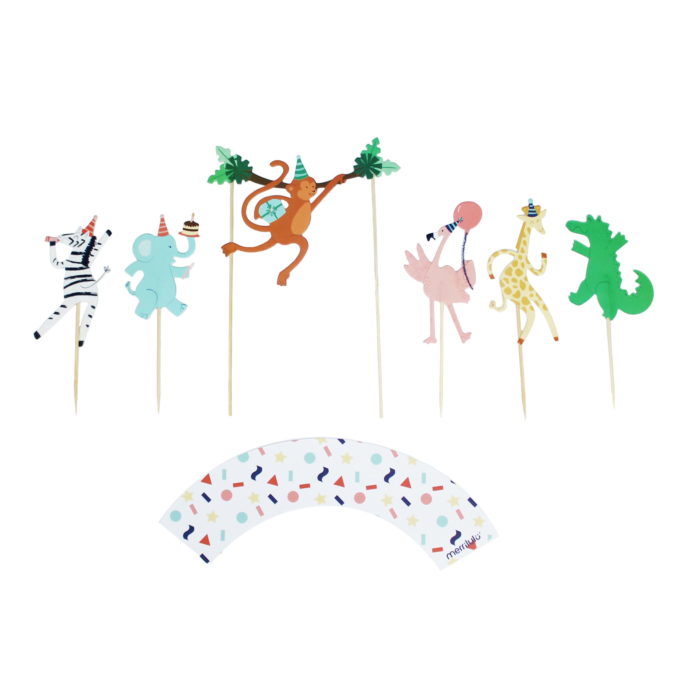 Party Animals - Cupcake Toppers & Wrappers, 12 Ct