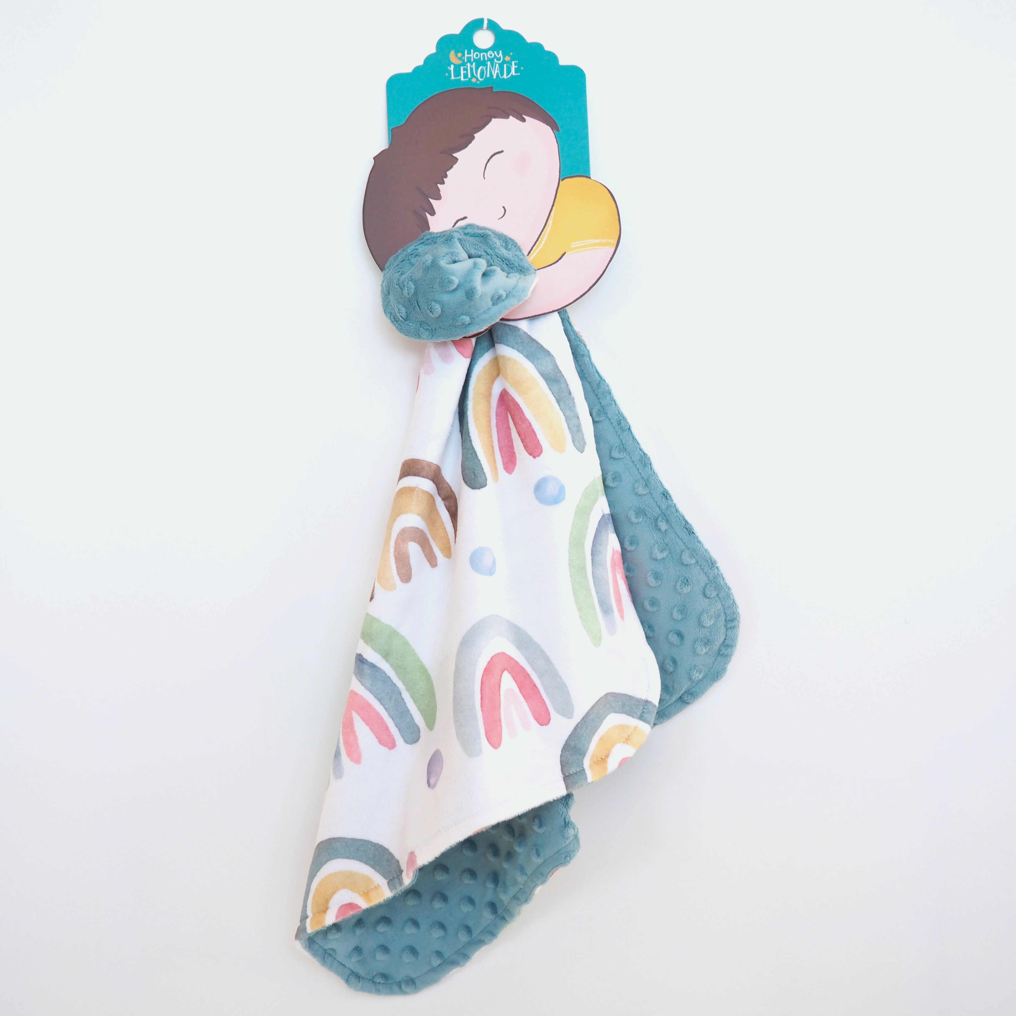 Mini Minky Blanket Blue Rainbow