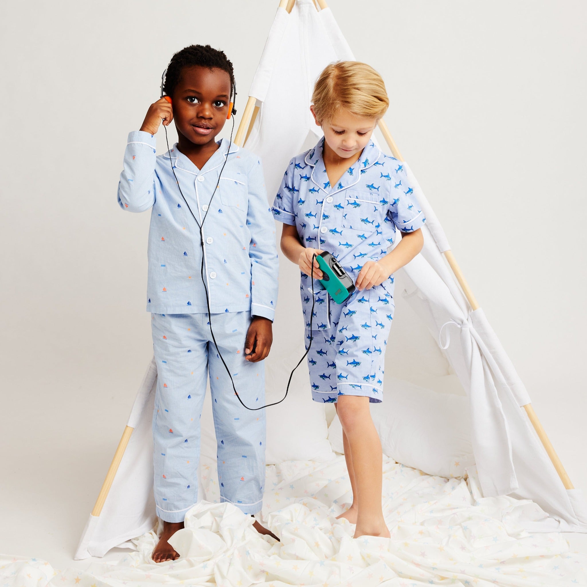 Long Sleeve Pajama Set | Striped Sailboat Print