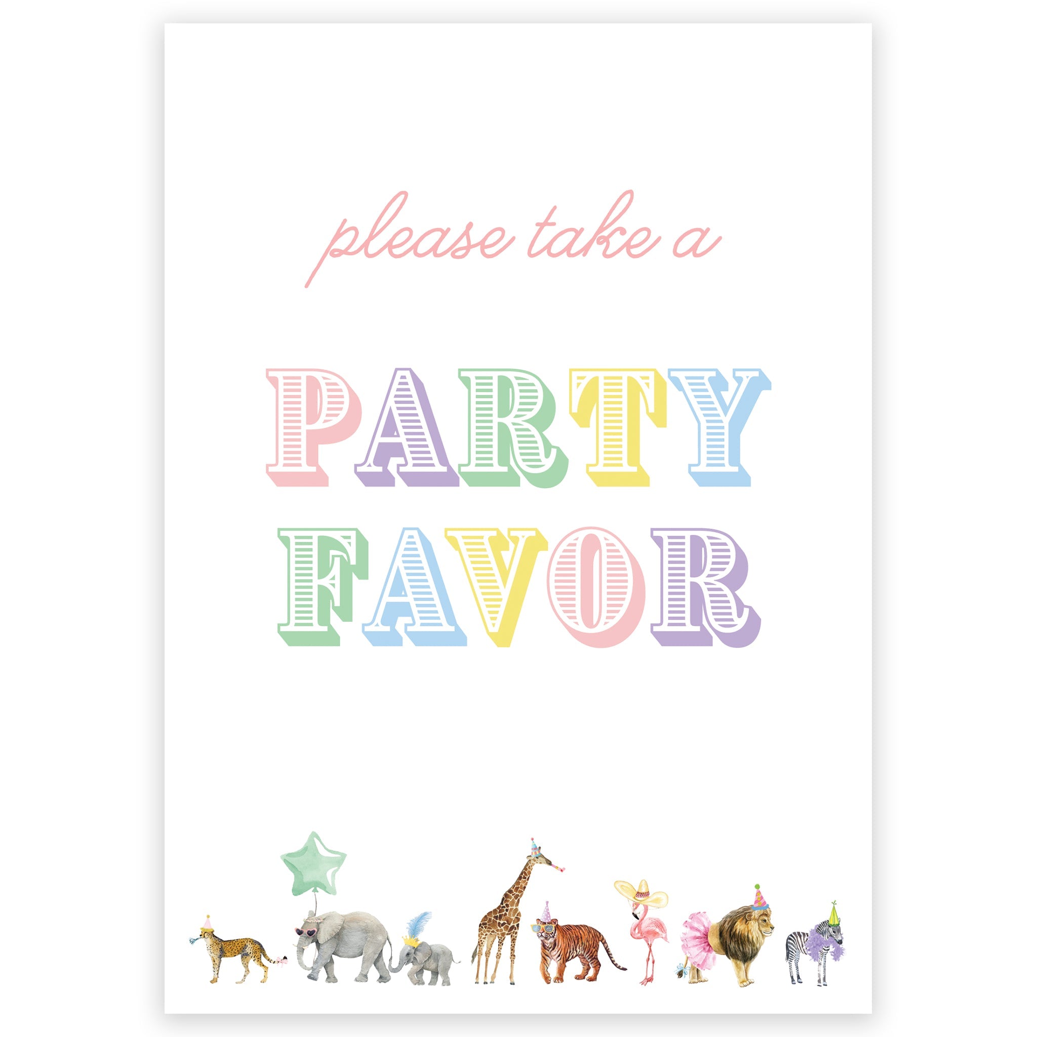 Multi Party Animal Party Favor Sign