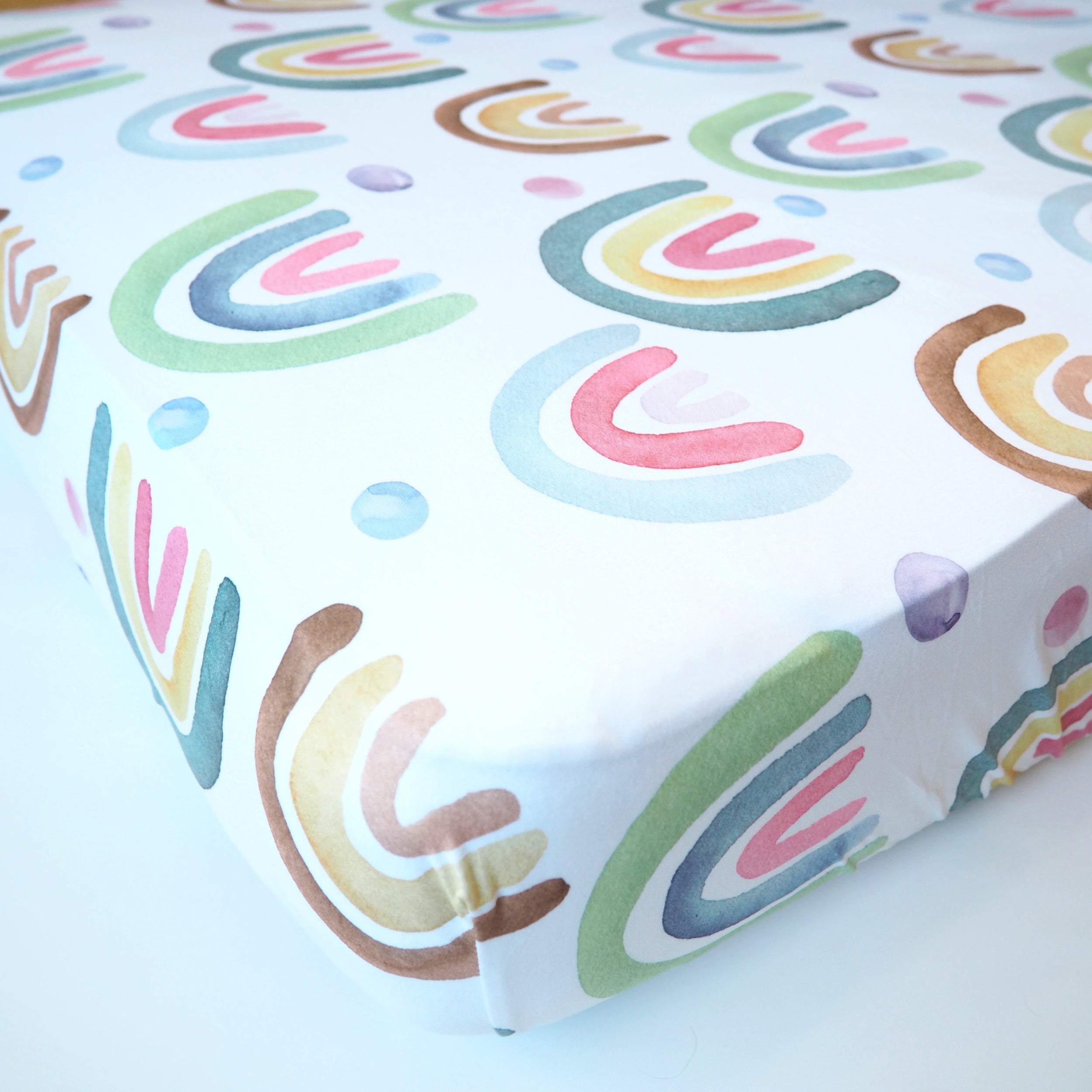 Fitted Crib Sheet - Blue Rainbow