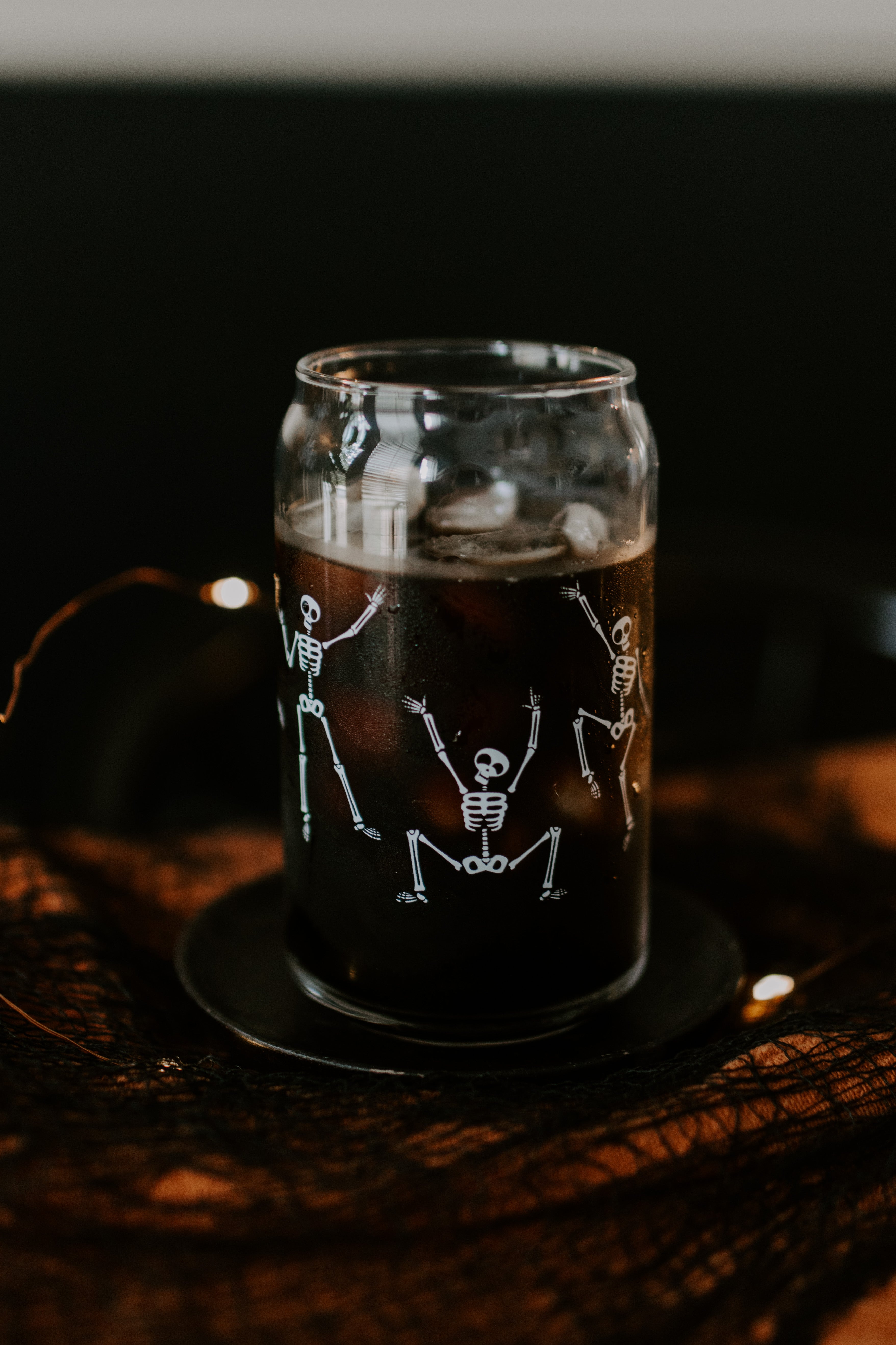 Dancing Skeleton Can Glass