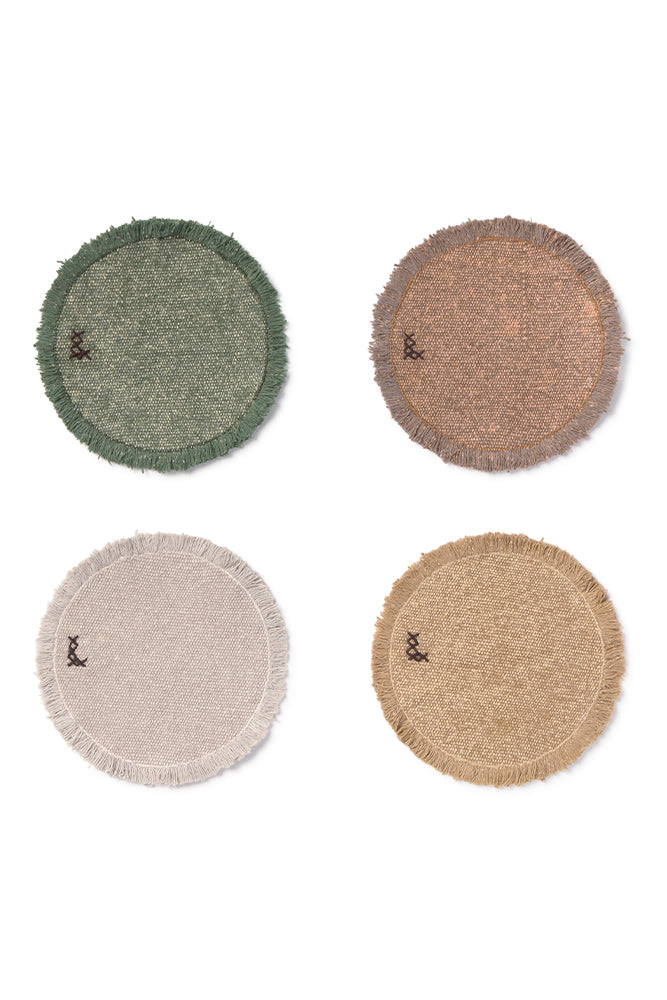 Stonewashed Placemats And Coasters New Grey (set Of 4)