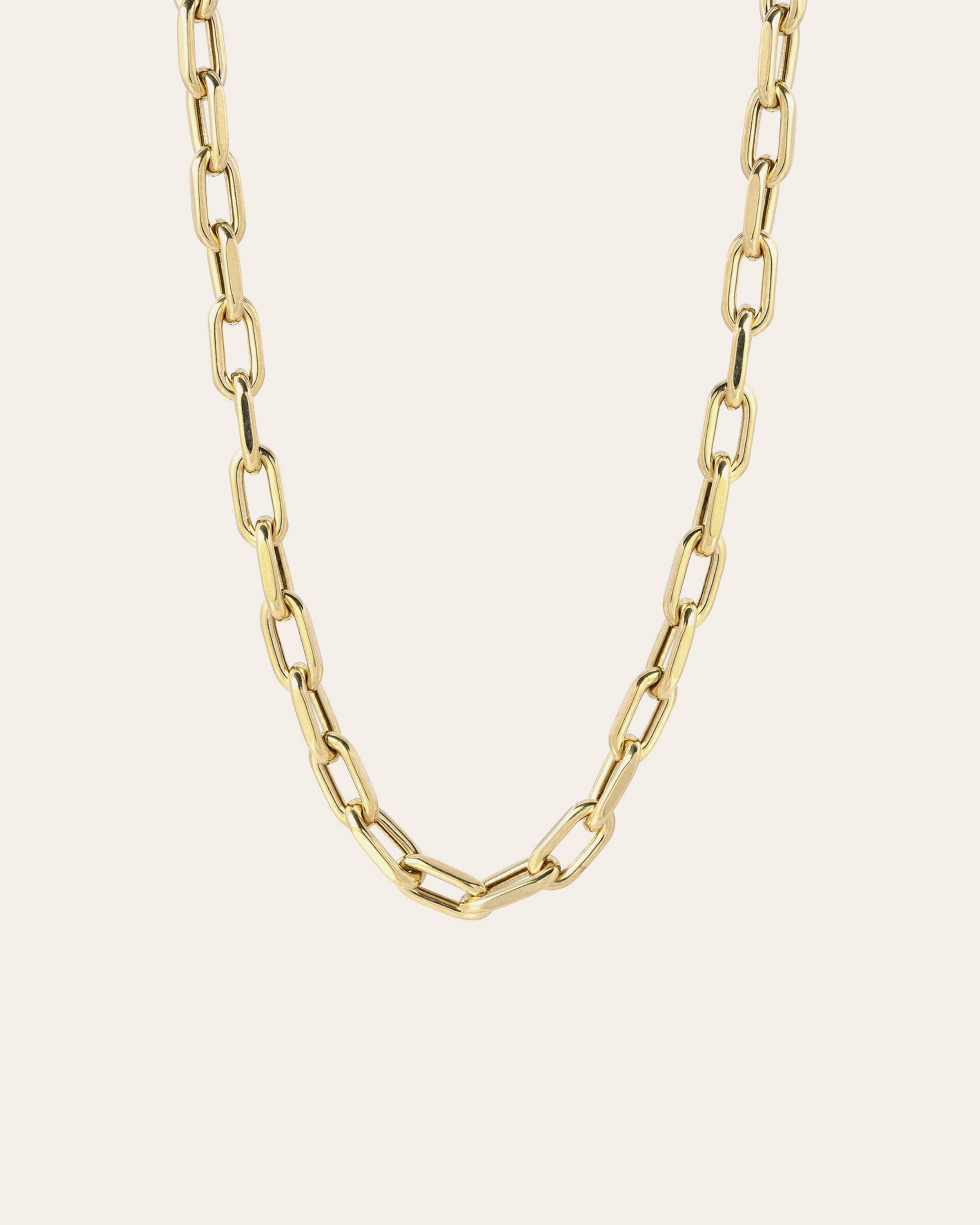 14k Gold Large Open Link Chain Necklace