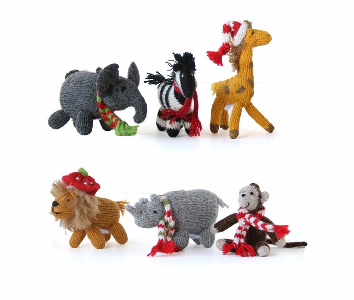 Safari Animal Ornaments- Set Of 6