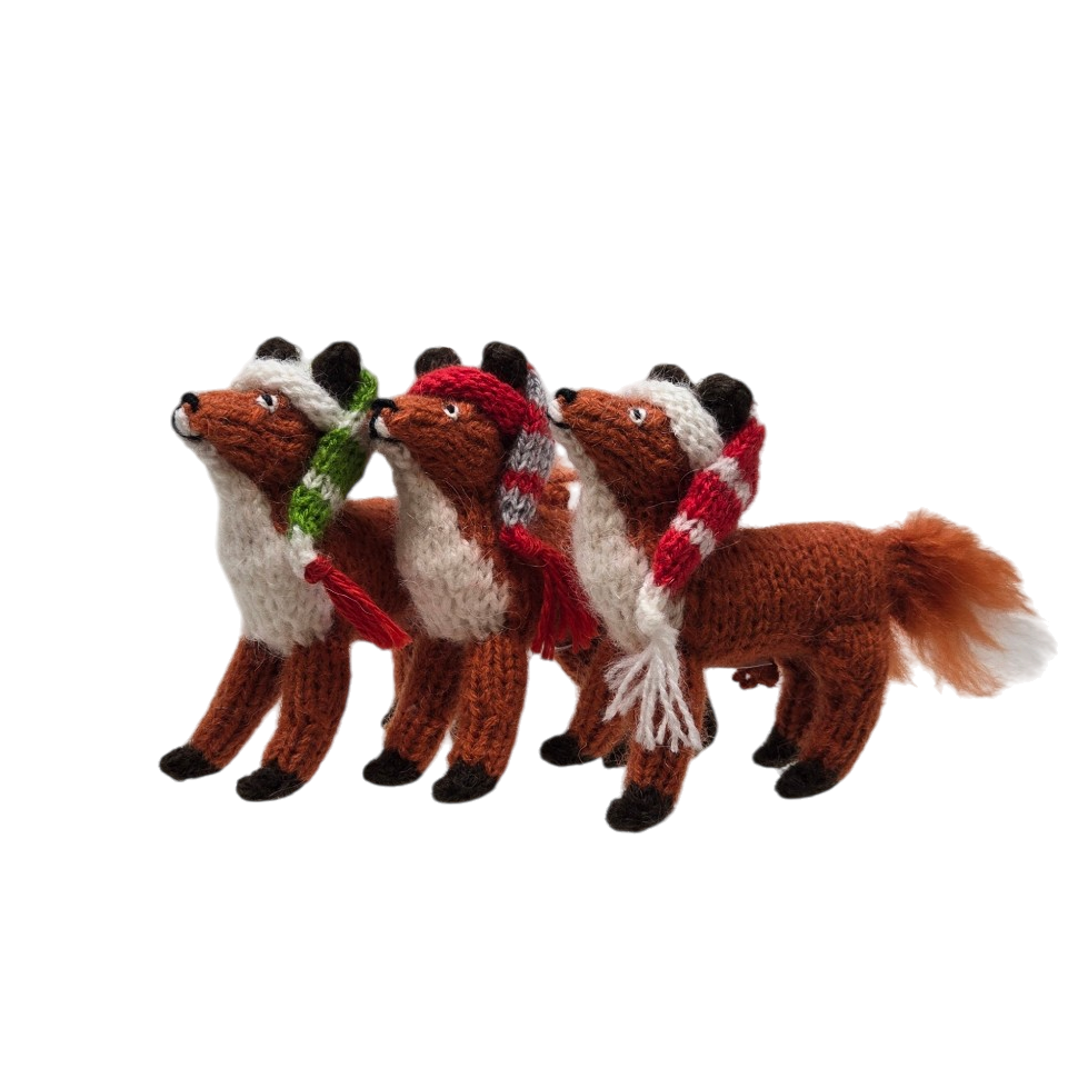 Fox With Hat Ornament - Set Of 3