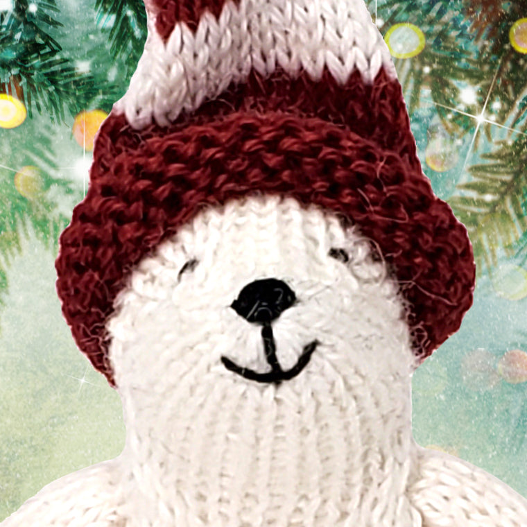 Polar Bear In Maroon Hat Ornament