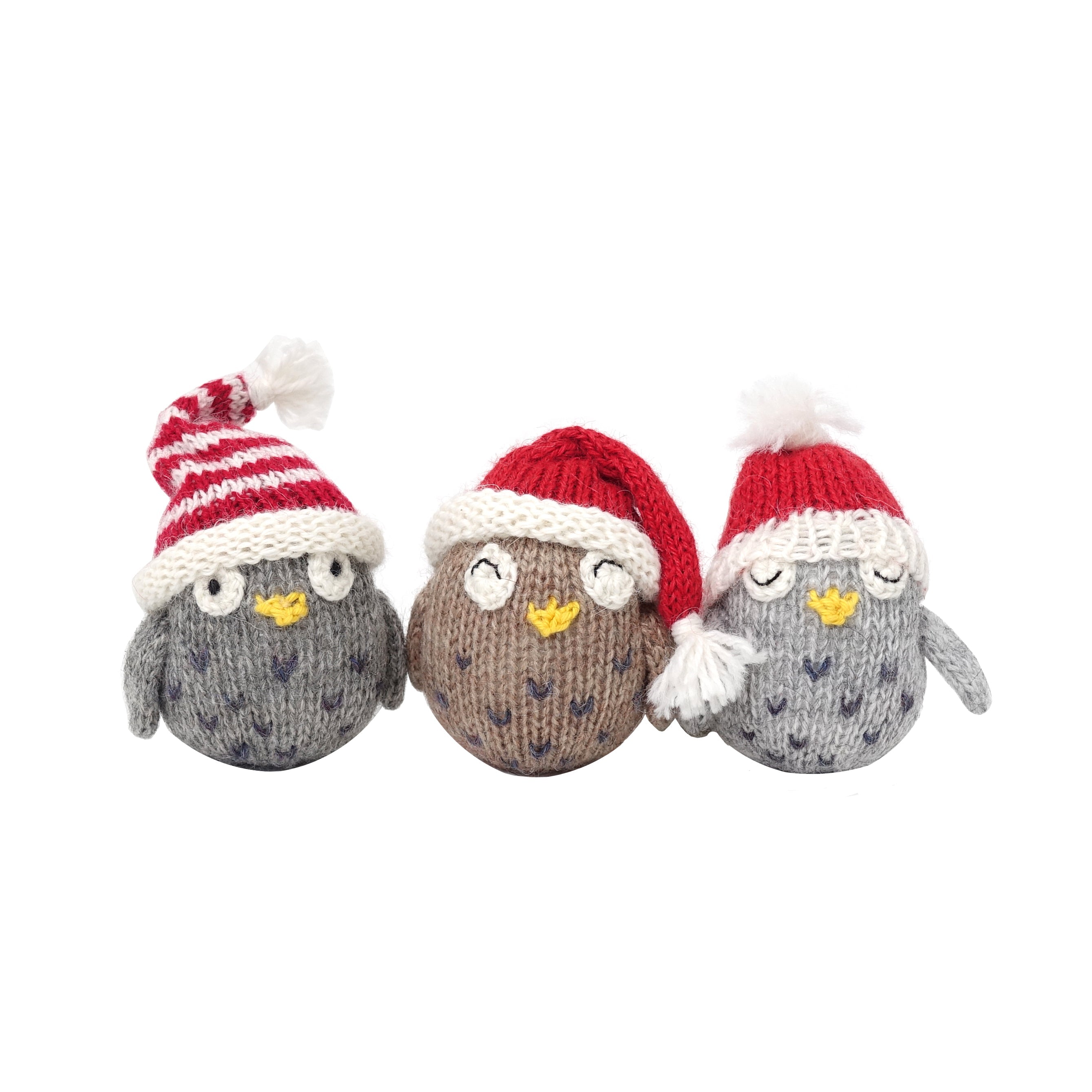 Owls With Hats Ornament- Set Of 3