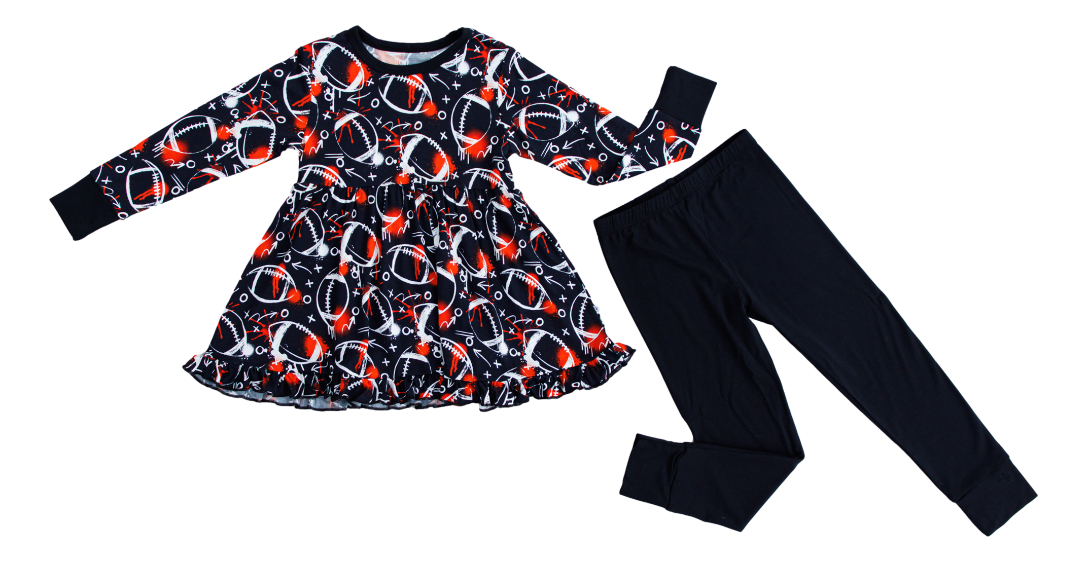 Graffiti Football Peplum Set : Black And Orange