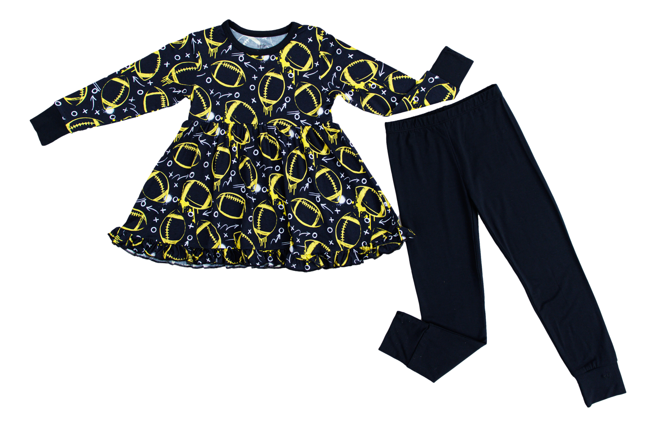 Graffiti Football Peplum Set : Black And Yellow/gold