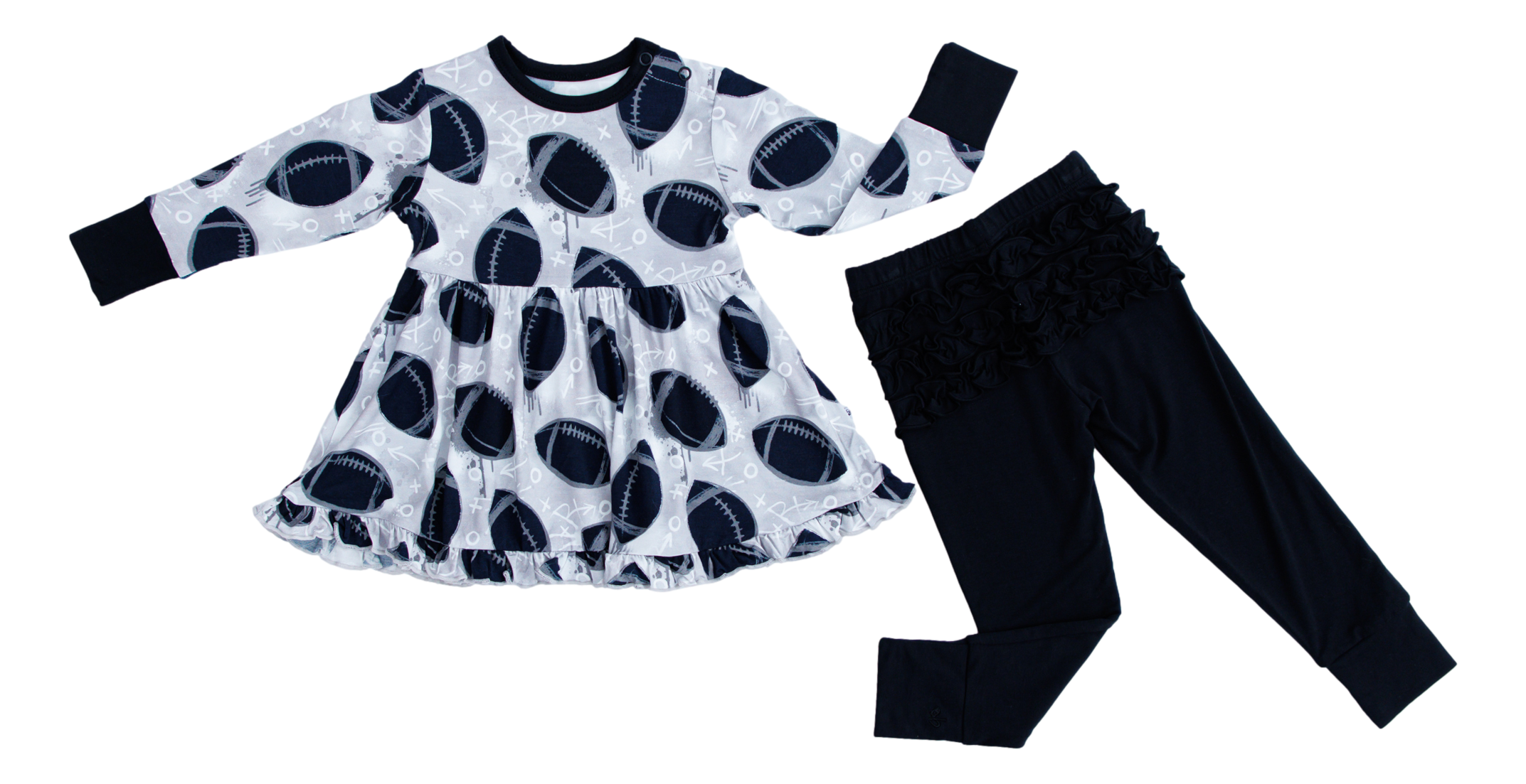 Graffiti Football Peplum Set : Silver And Black