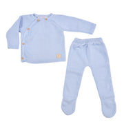 Petit Sweeny | Boys Blue Organic Cotton Knit Set (2)