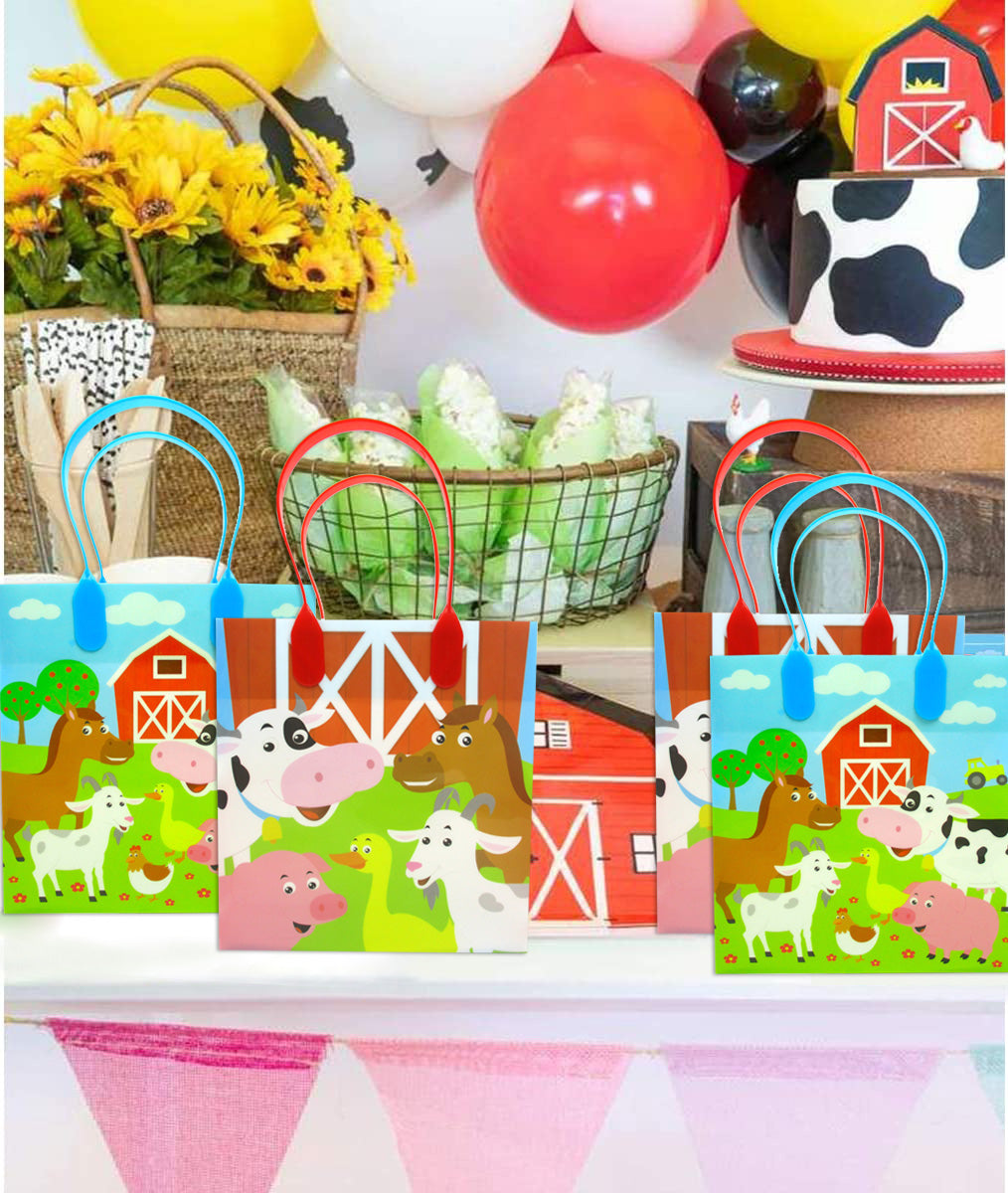 Barnyard Farm Animals Party Favor Treat Bags - Set Of 6 Or 12
