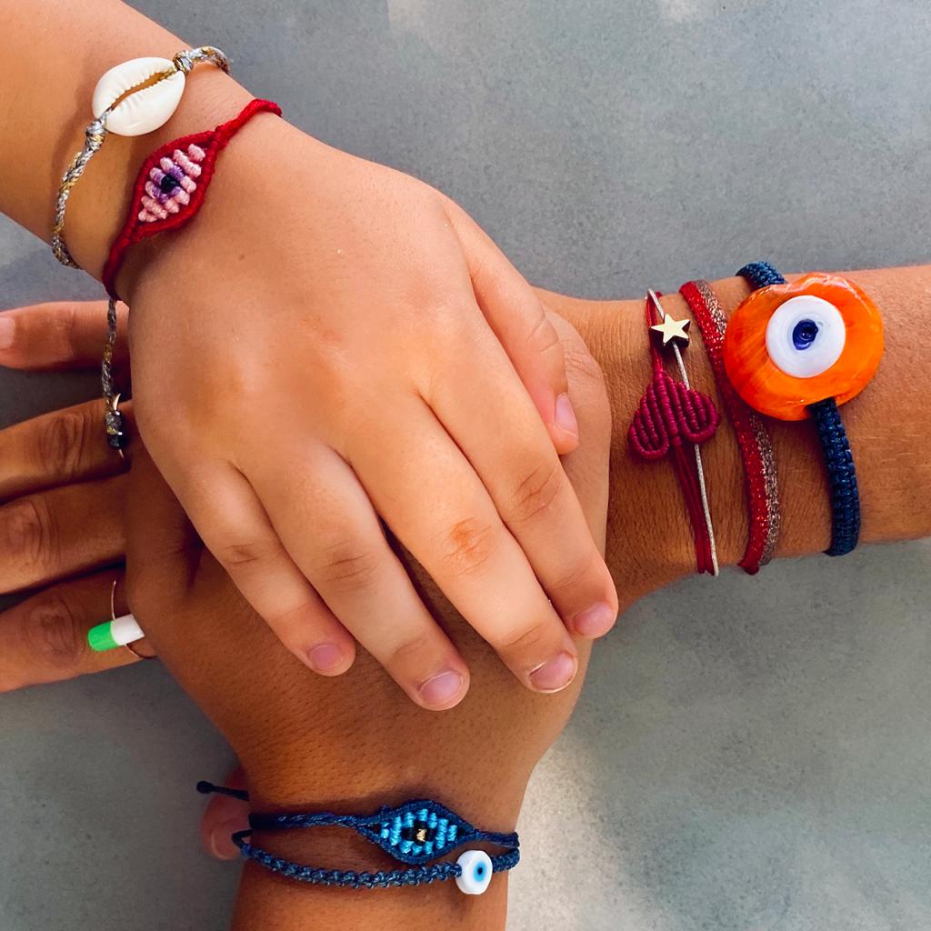 Pumpkin Glass Evil Eye Bracelet