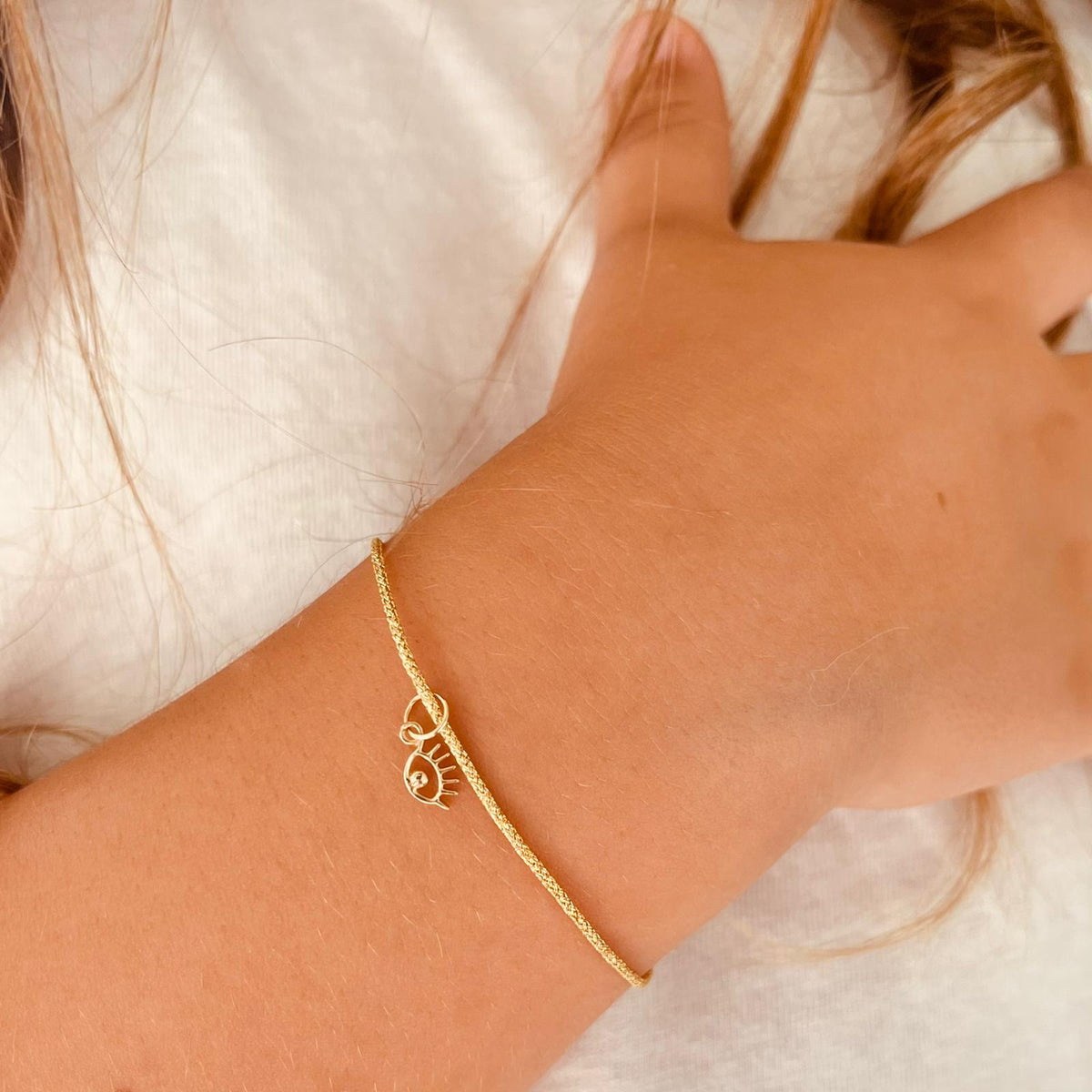 Kids Gold Eye Charm Bracelet