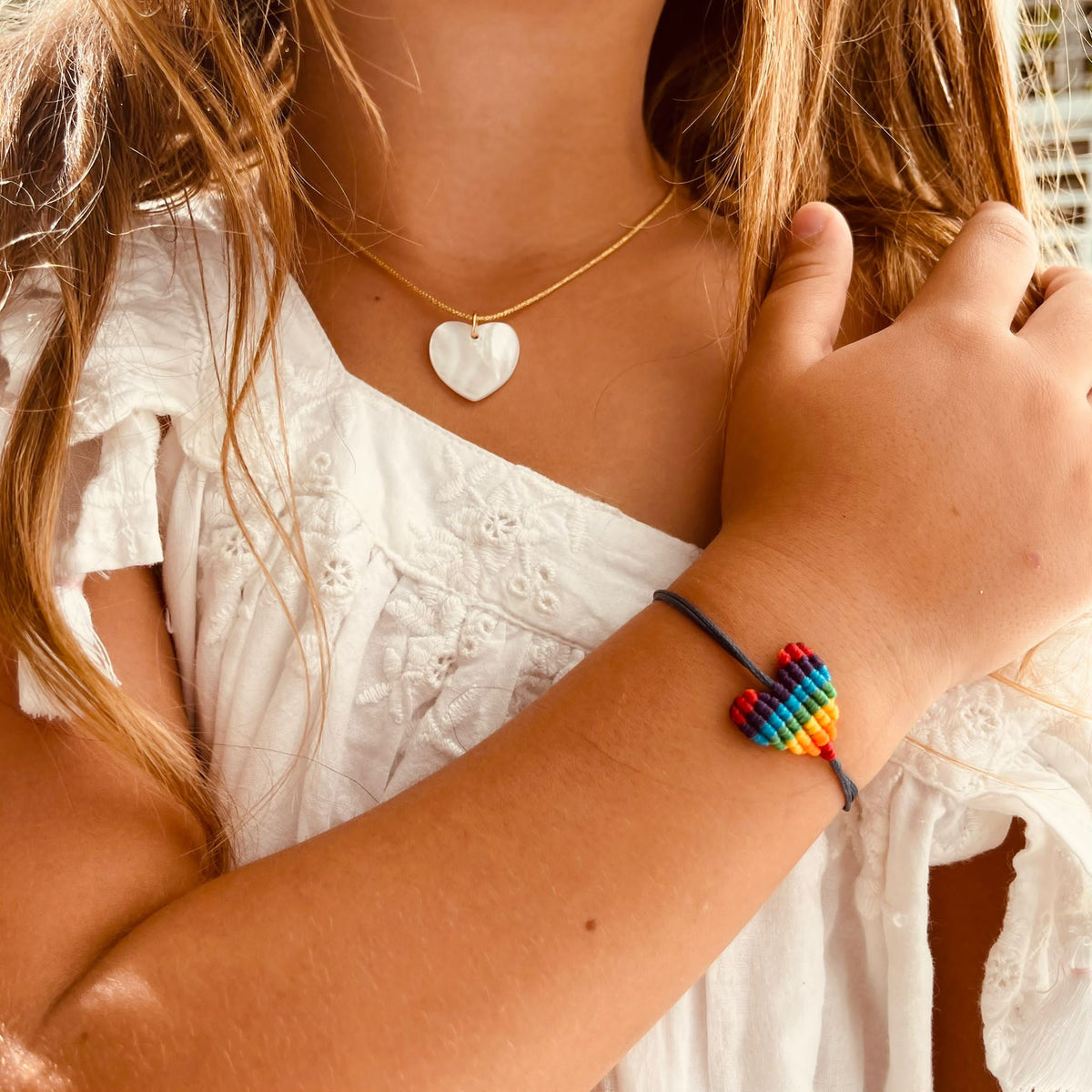 Kids Rainbow Heart Bracelet