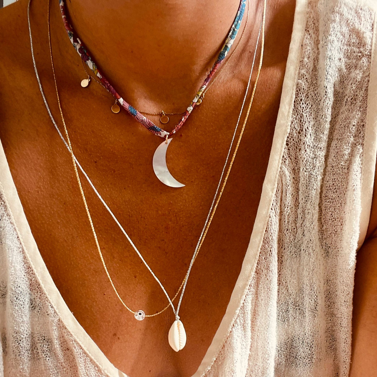 Liberty Mother Of Pearl Charm Necklace