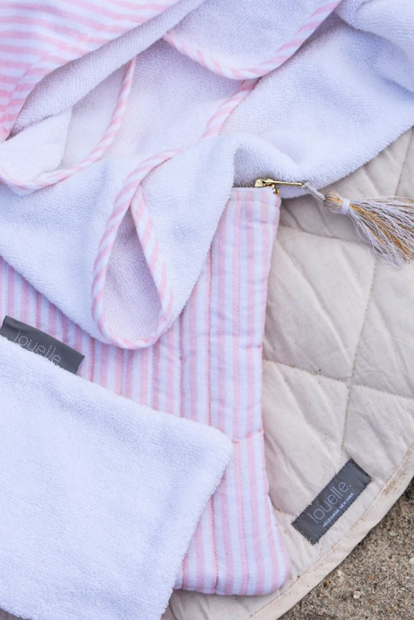 Hooded Towel | Palm Beach Pink Stripe Linen