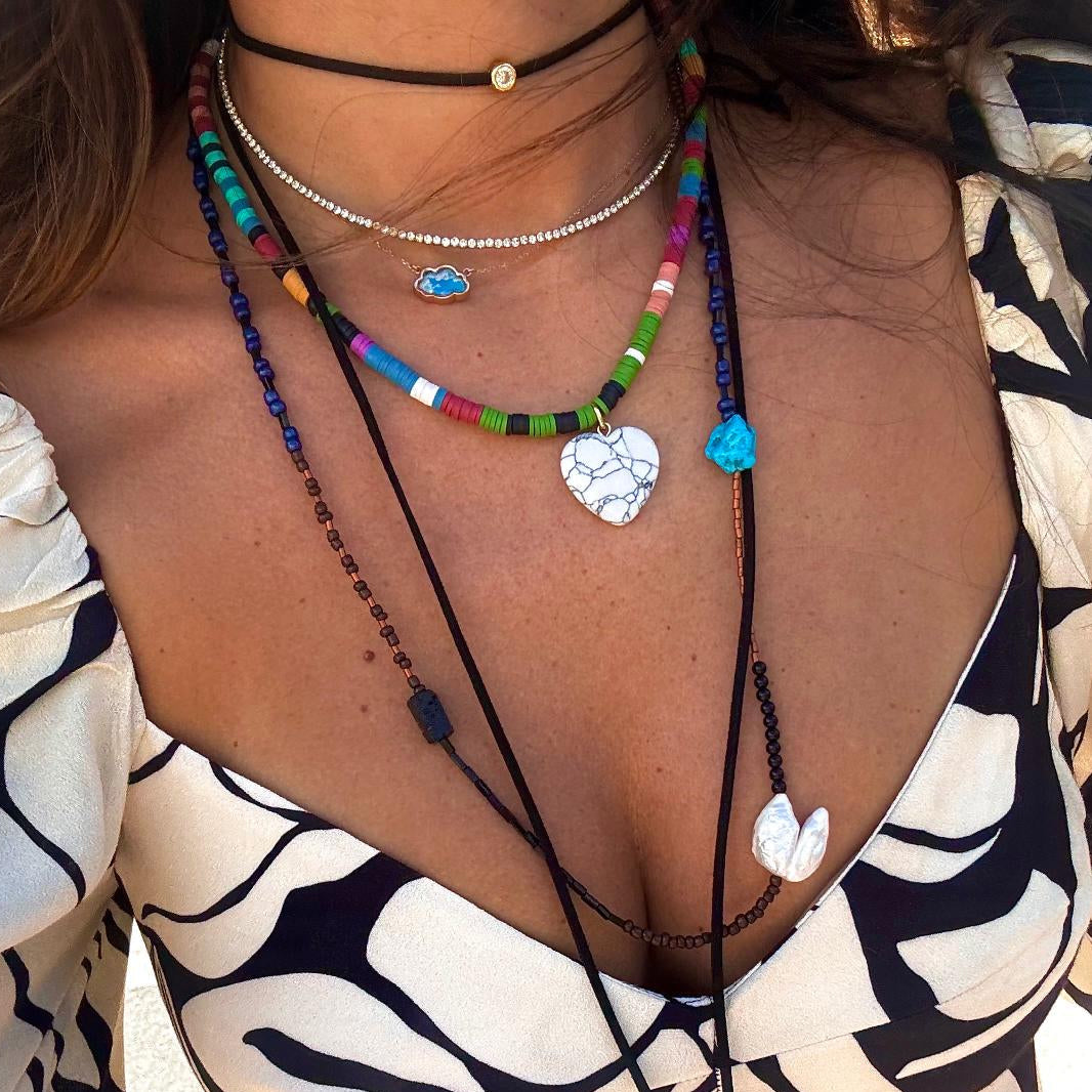 Shania White Quartz Heart Choker