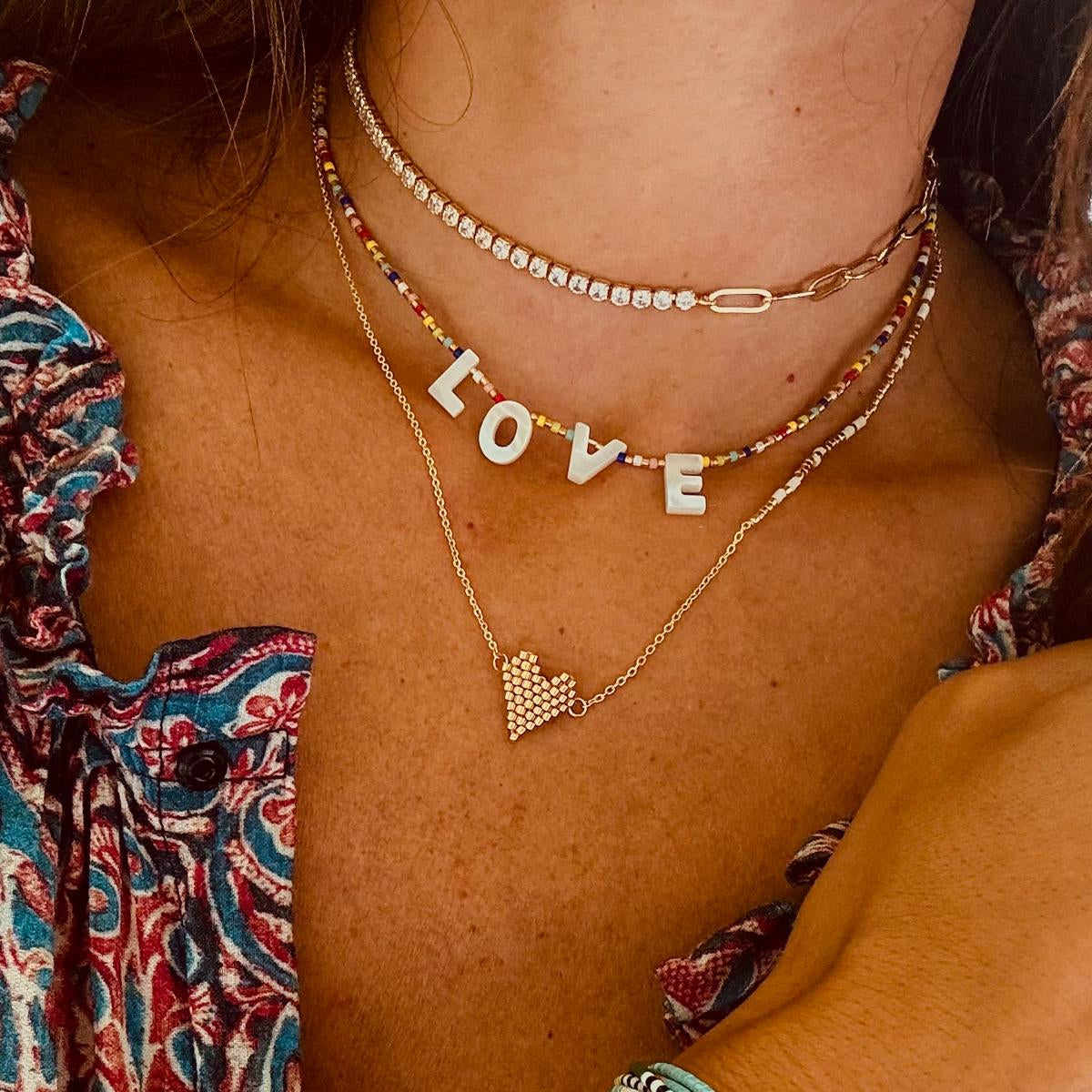 Gold Miyuki Heart Necklace