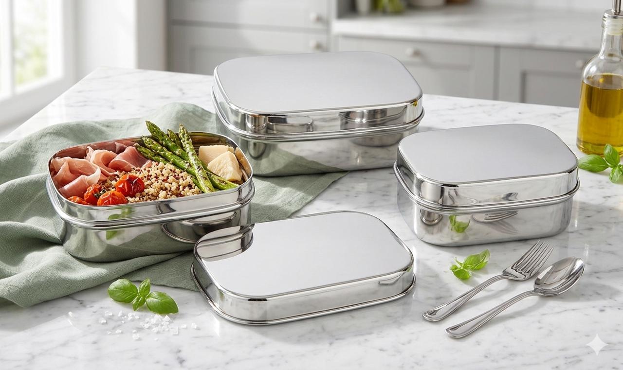 Nesting Stainless Steel Food Containers (set Of Three)