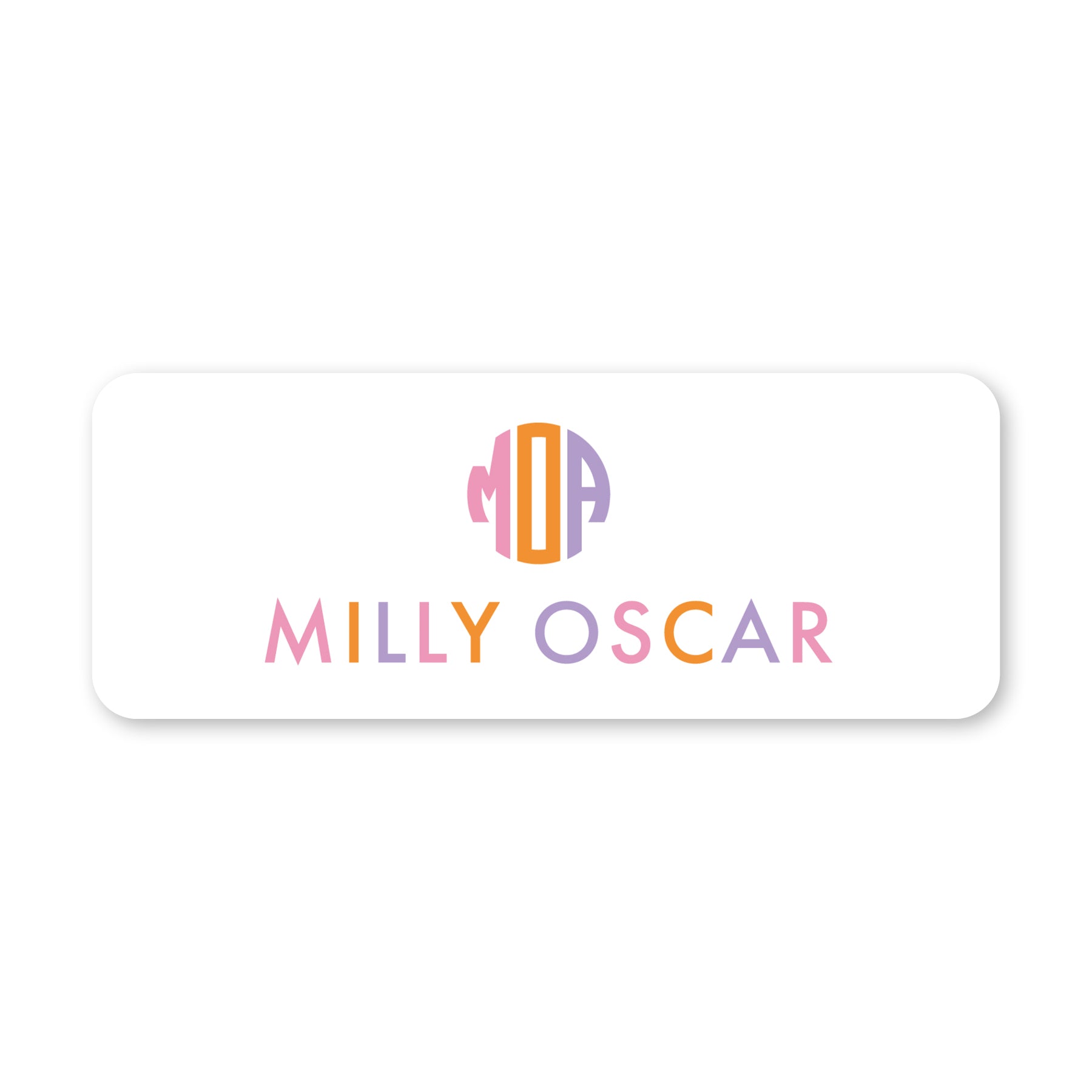 Round Monogram Vinyl School Labels - Orange And Pink