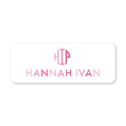Round Monogram Vinyl School Labels - Pink