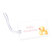 Pink Rubber Ducky Laminated Bag Tag