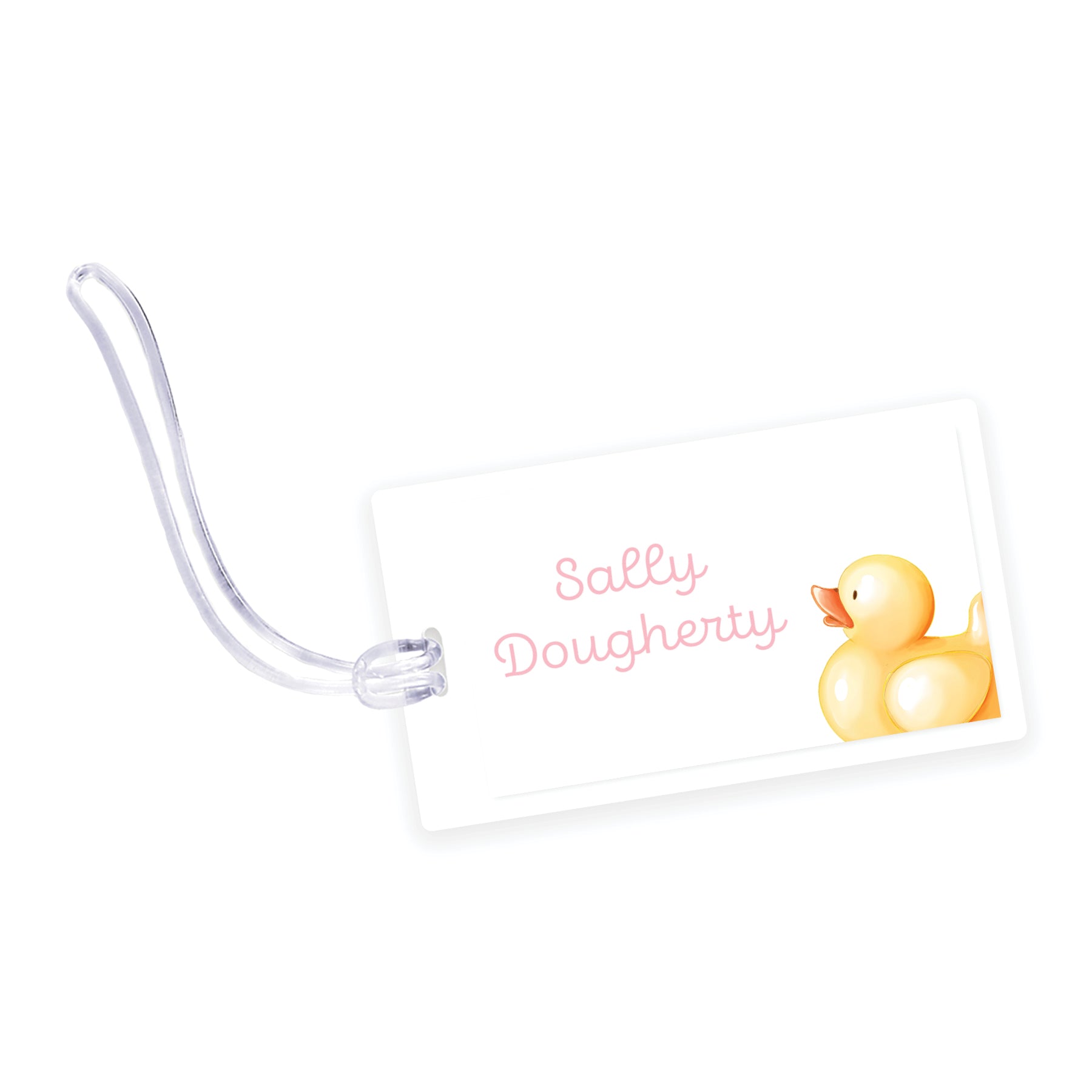 Pink Rubber Ducky Laminated Bag Tag