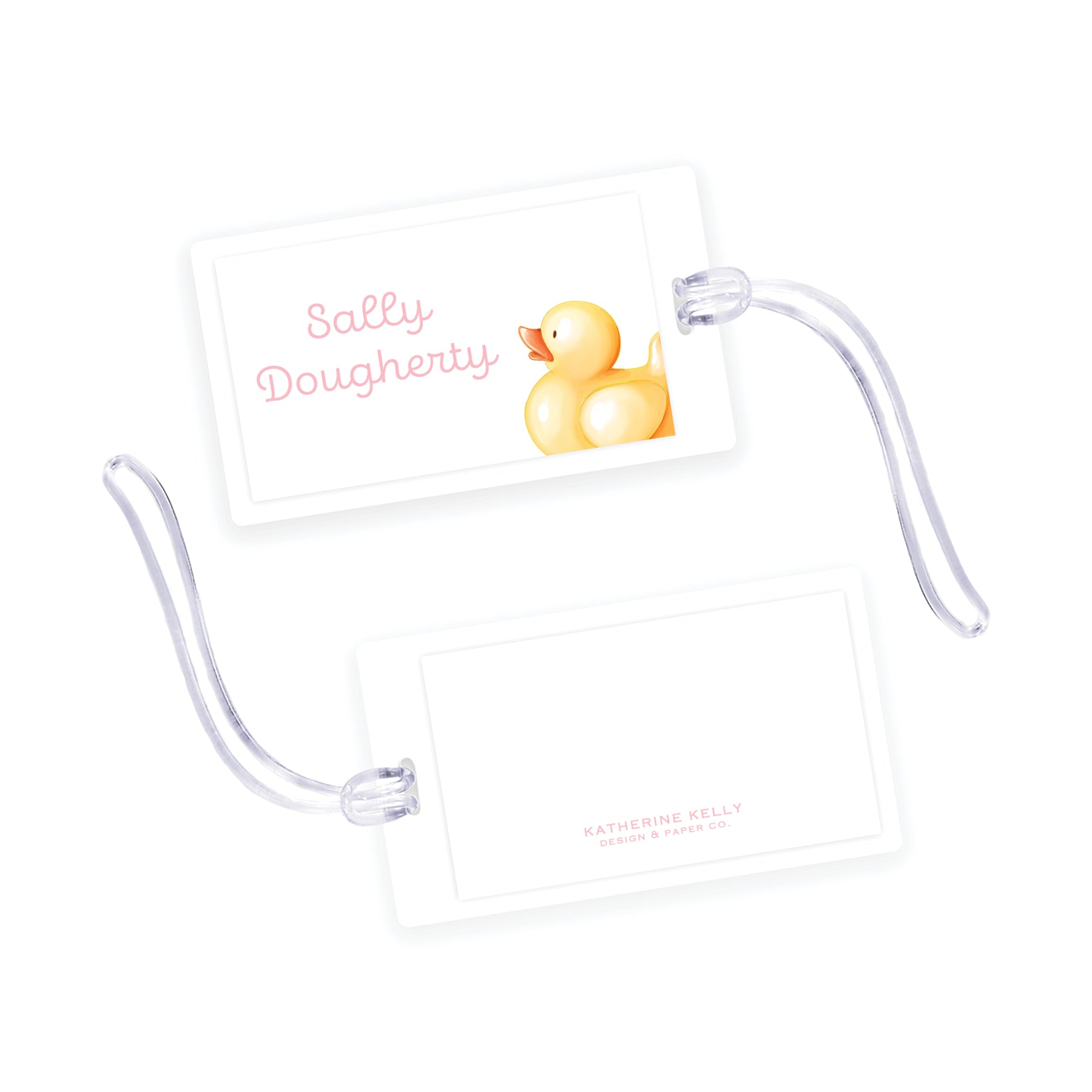 Pink Rubber Ducky Laminated Bag Tag