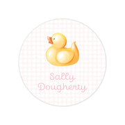 Pink Rubber Ducky Round Vinyl School Labels