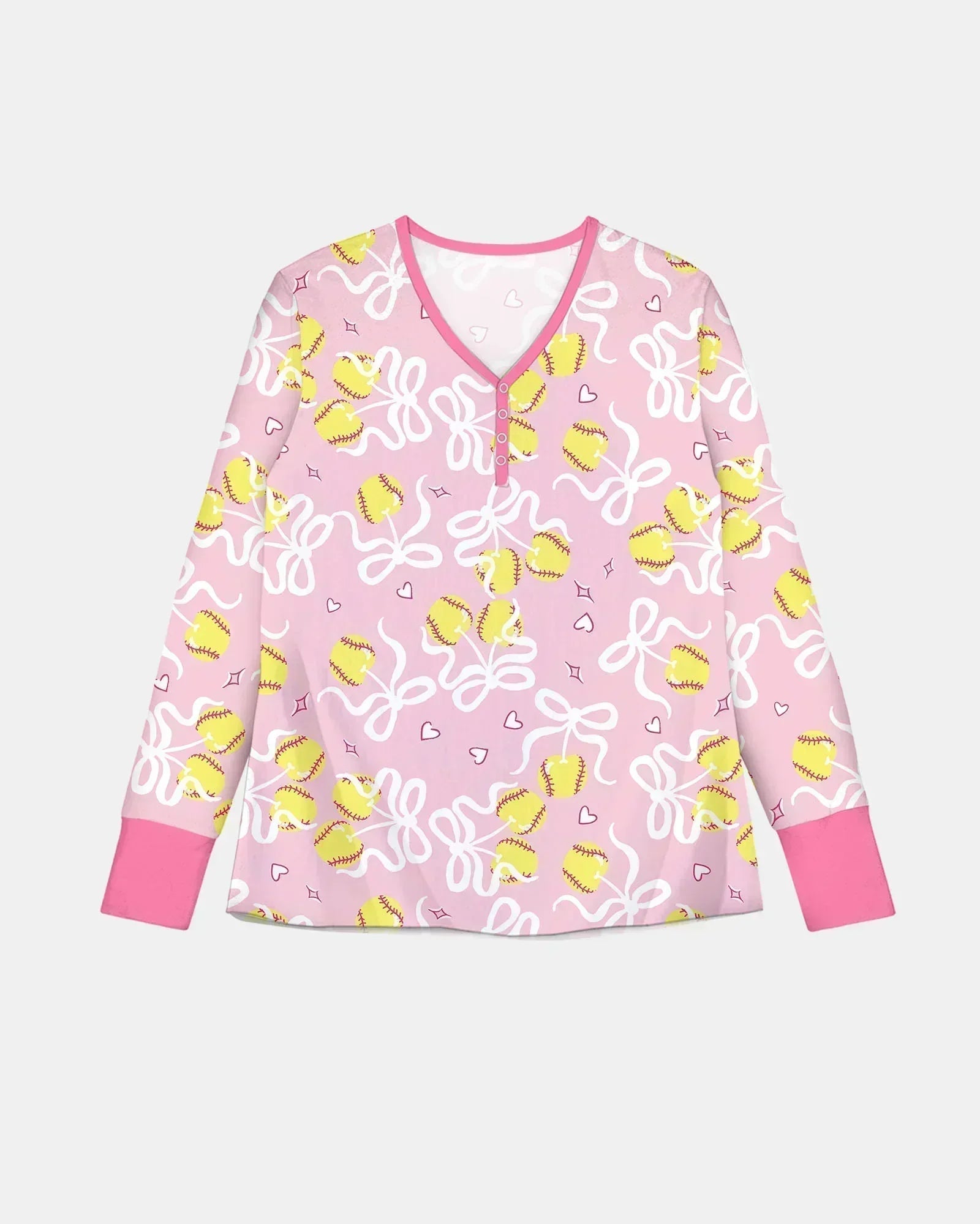 Softball Cherry Mom And Girl Matching Bamboo Women Pajama Set