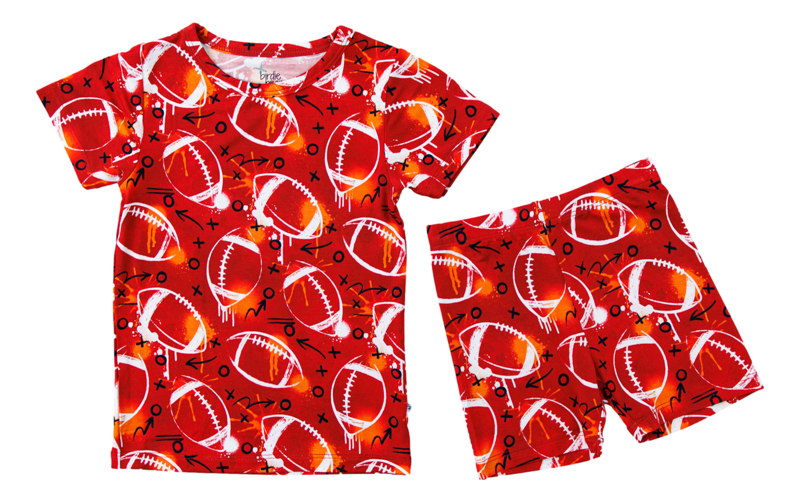 Graffiti Football 2-piece Pajamas: Red And Orange