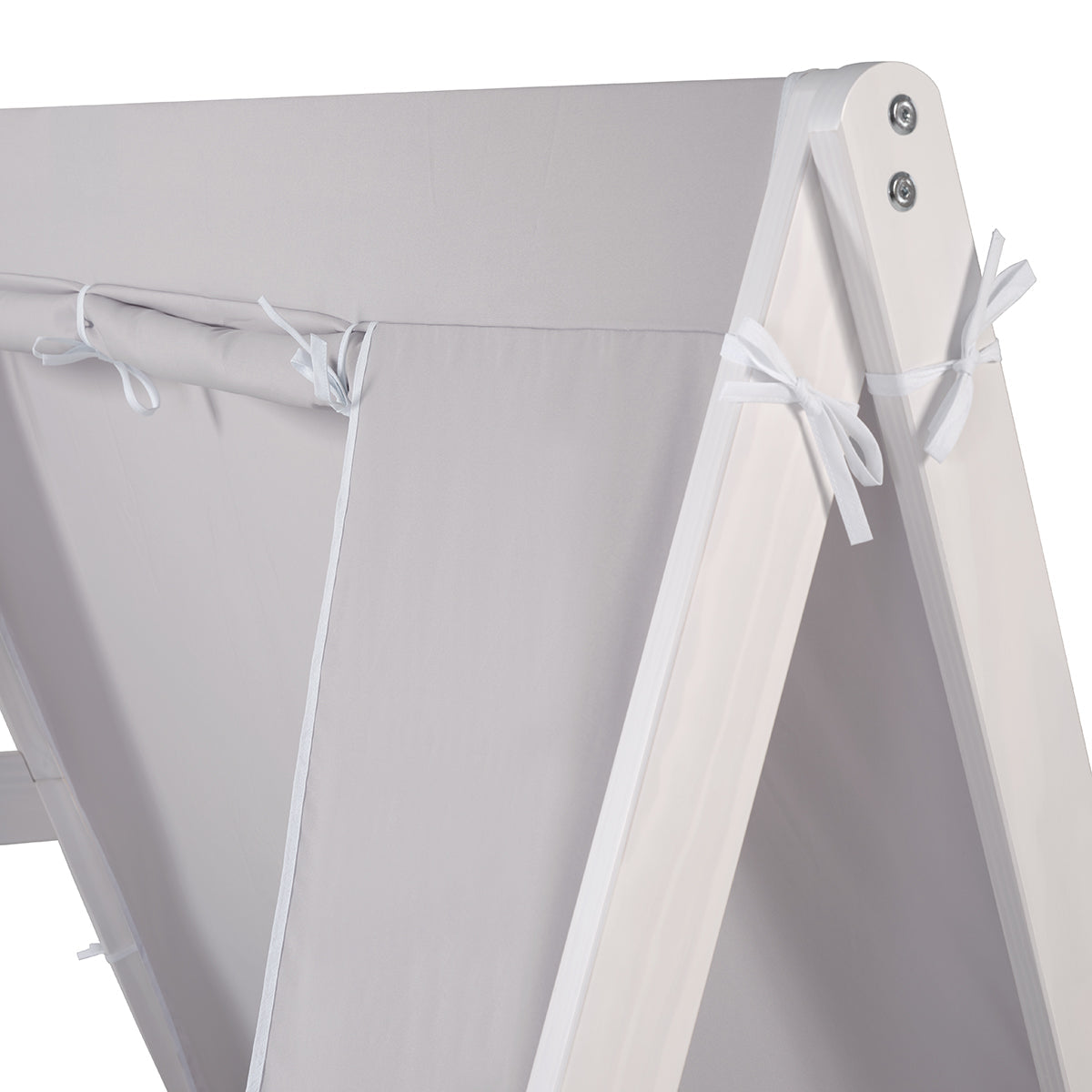 Kid's Tent Twin Floor Bed – Grey Tent With White Frame
