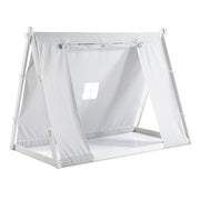Kid's Tent Twin Floor Bed – Grey Tent With White Frame