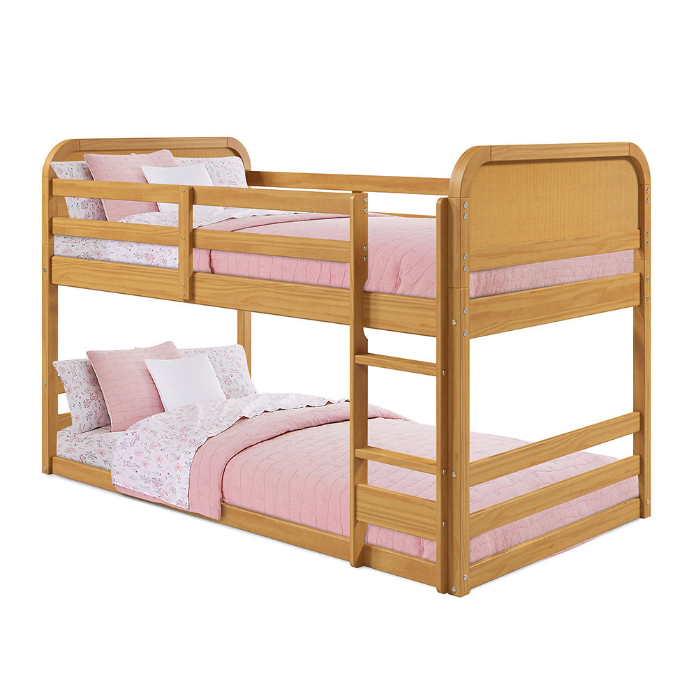 Rattan Kids Solid Wood Bunk Bed Twin Bed - Curva by P'kolino