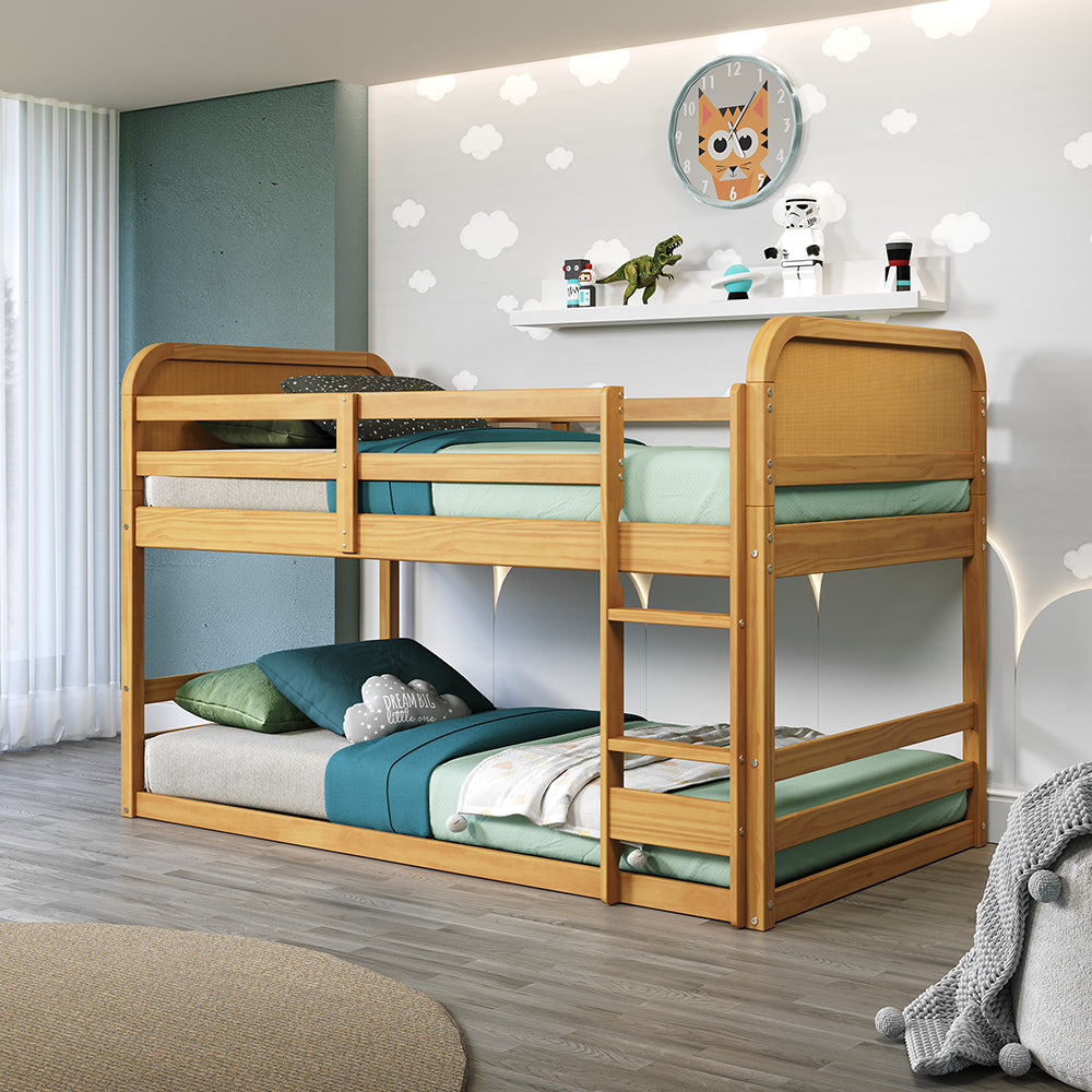 Rattan Kids Solid Wood Bunk Bed Twin Bed - Curva by P'kolino