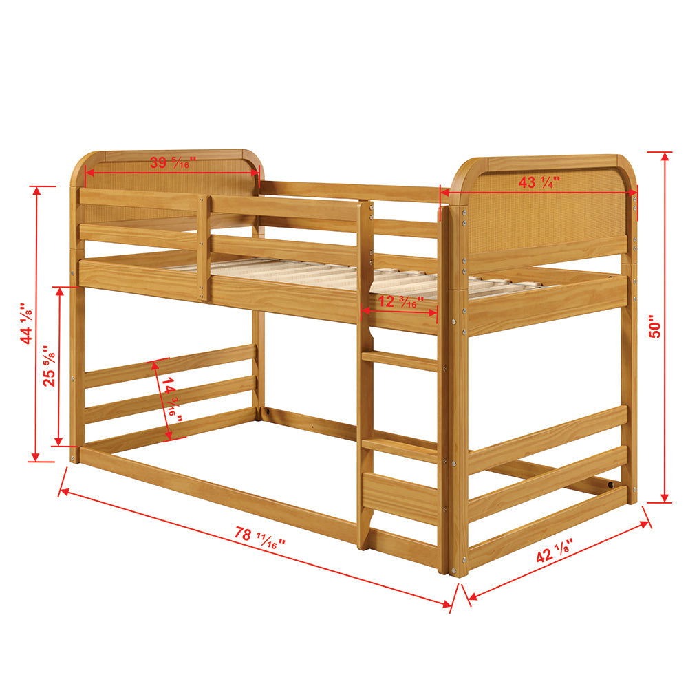 Rattan Kids Solid Wood Bunk Bed Twin Bed - Curva by P'kolino