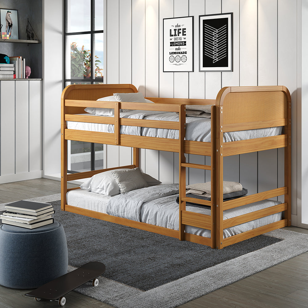 Rattan Kids Solid Wood Bunk Bed Twin Bed - Curva by P'kolino