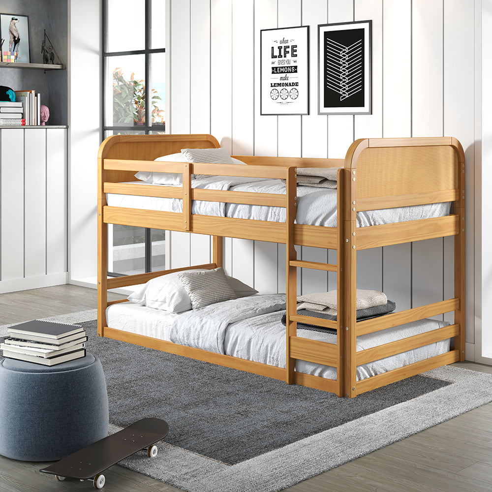 Rattan Kids Solid Wood Bunk Bed Twin Bed - Curva By