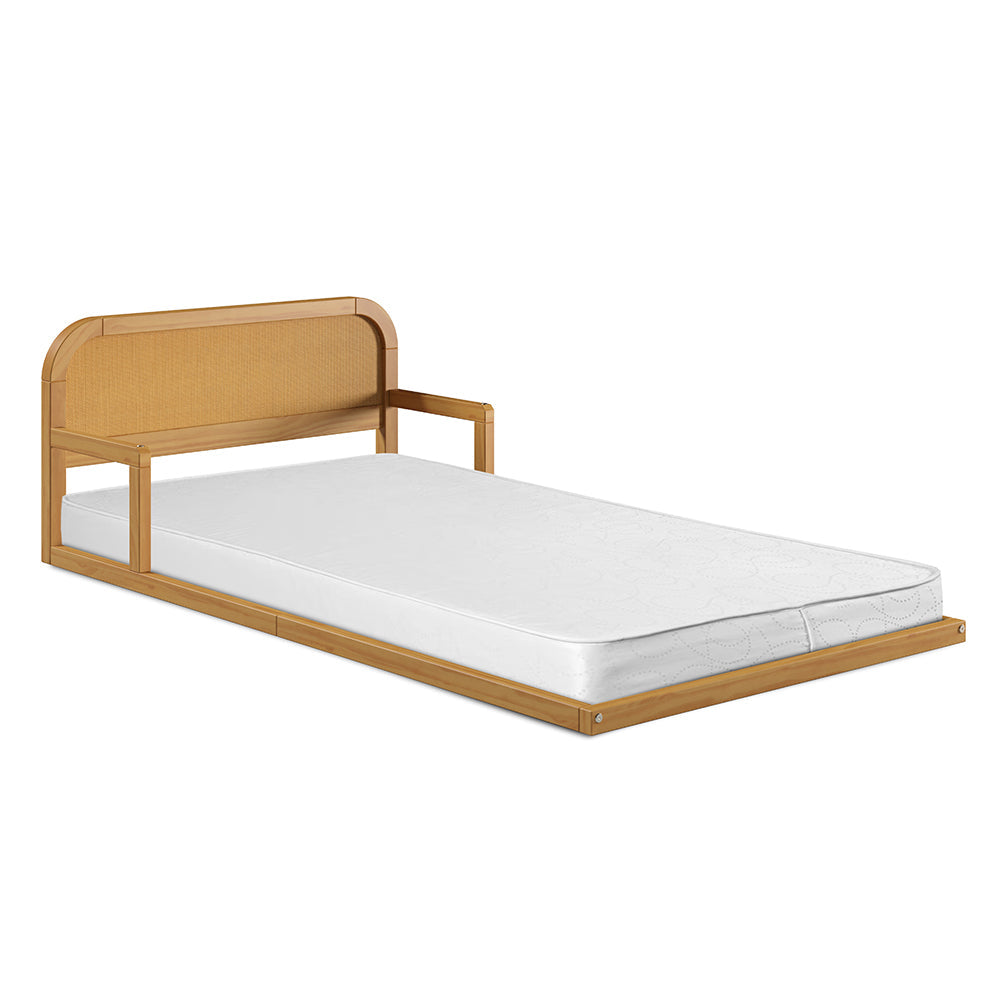 Rattan Solid Wood Kids Twin Floor Bed - Curva by P'kolino