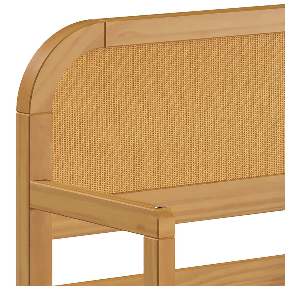 Rattan Solid Wood Kids Twin Floor Bed - Curva by P'kolino