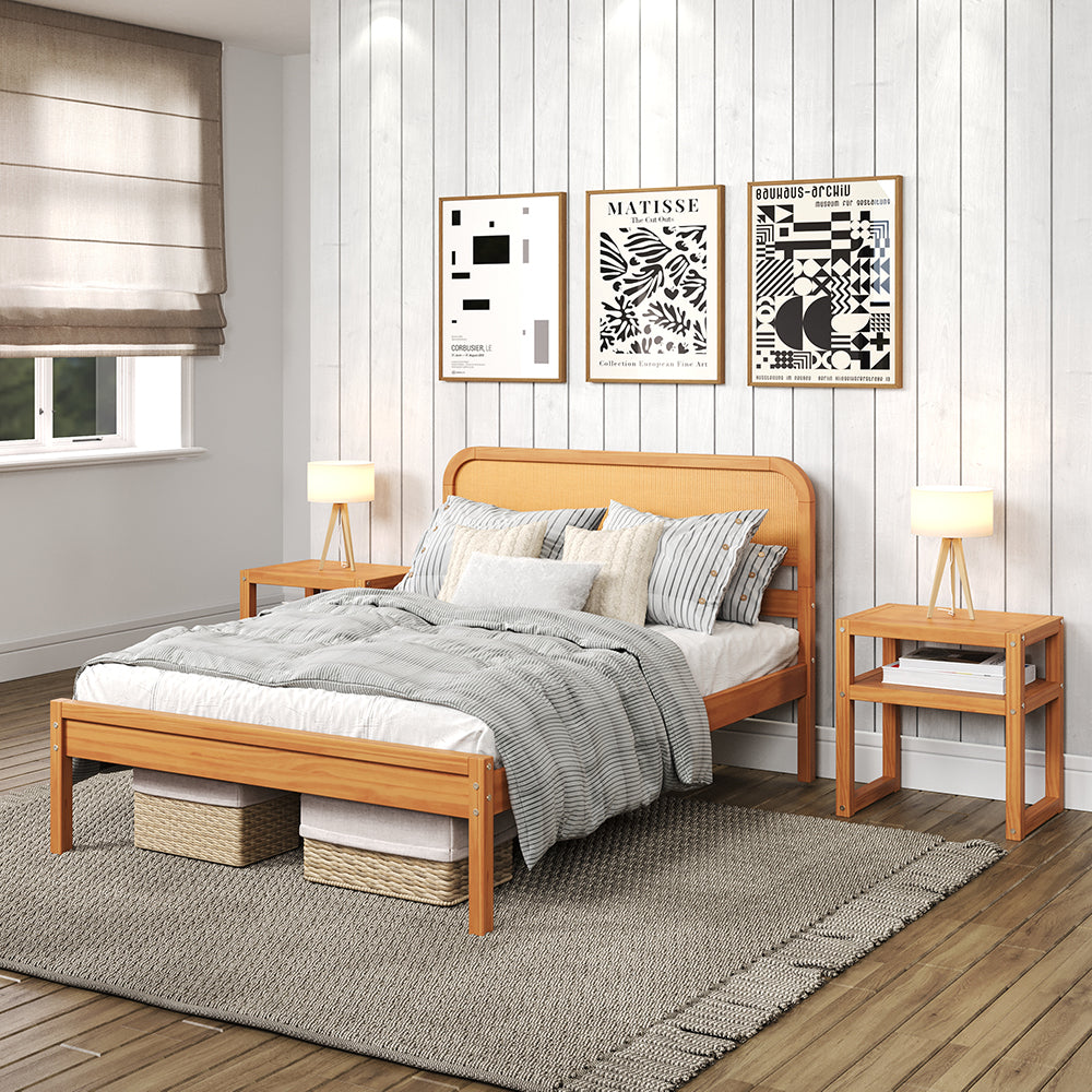 Rattan Solid Wood Full Bed - Curva by P'kolino