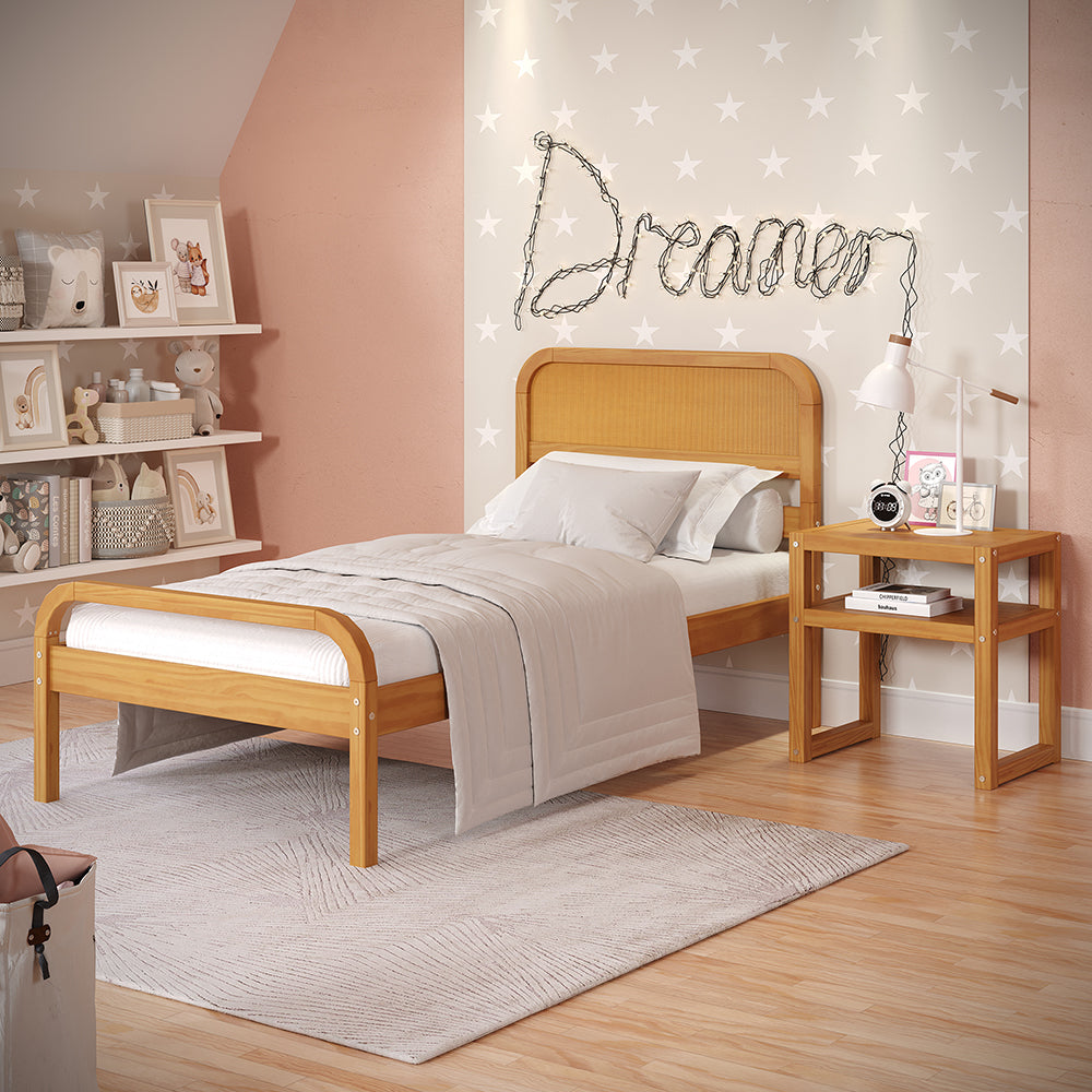 Rattan Kids Solid Wood Twin Bed - Curva by P'kolino