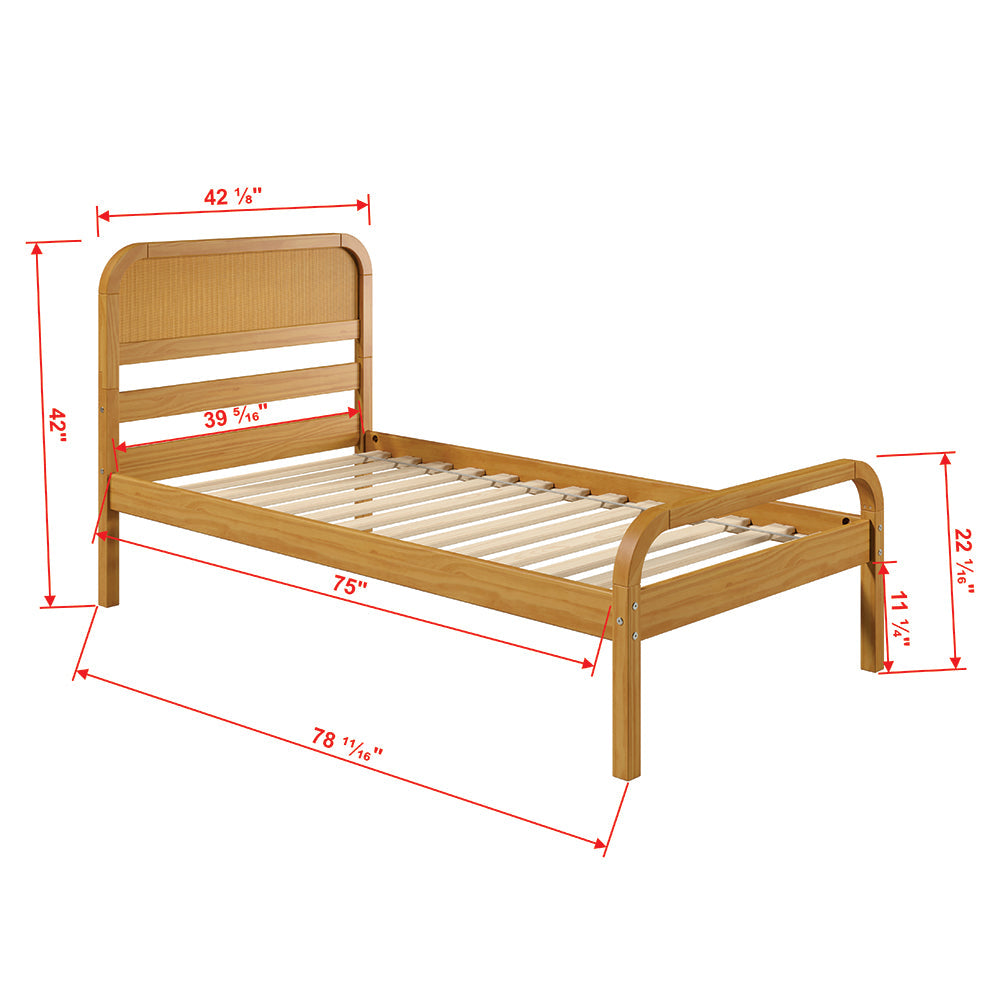 Rattan Kids Solid Wood Twin Bed - Curva by P'kolino