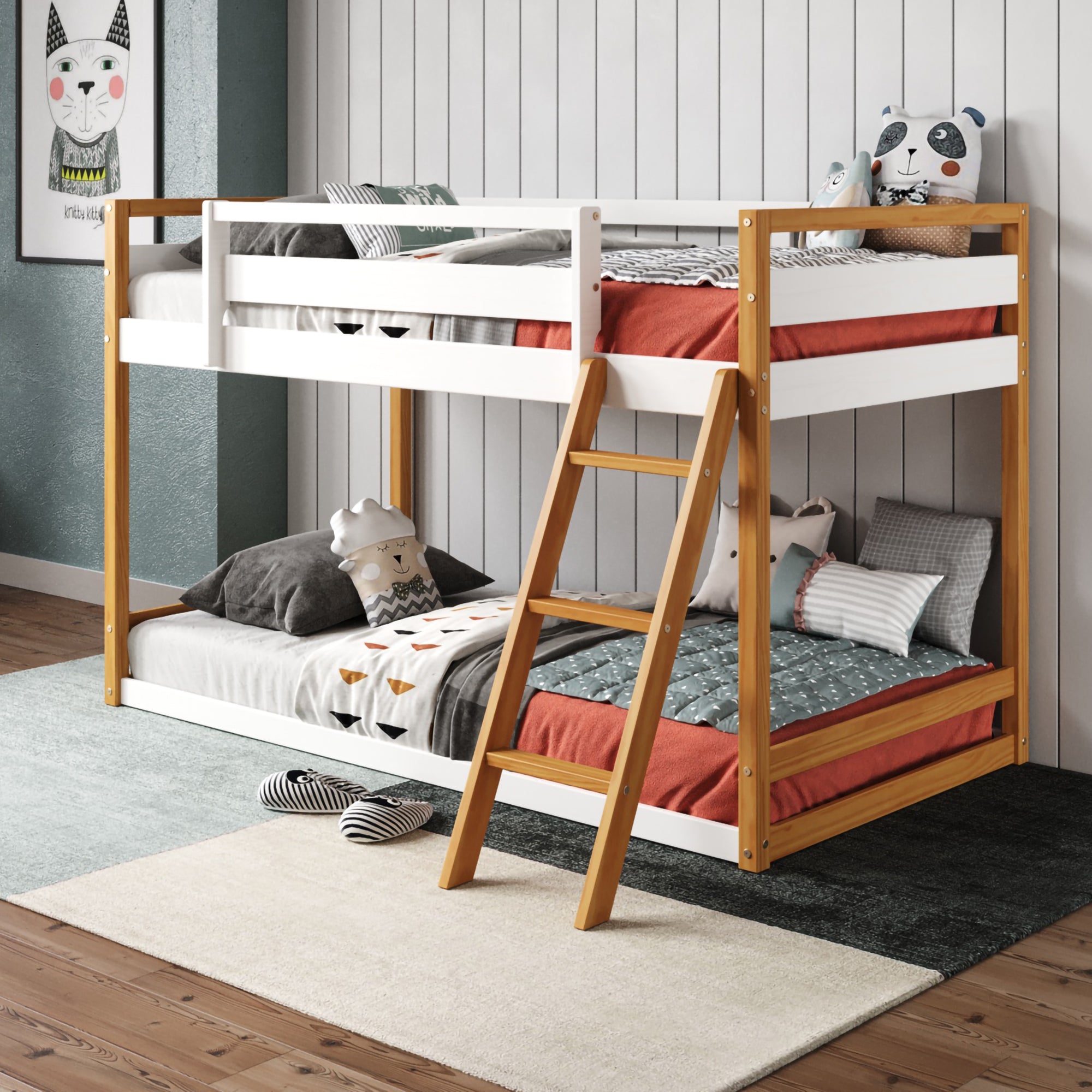 P'kolino Quadra Bunk Bed - White and Natural